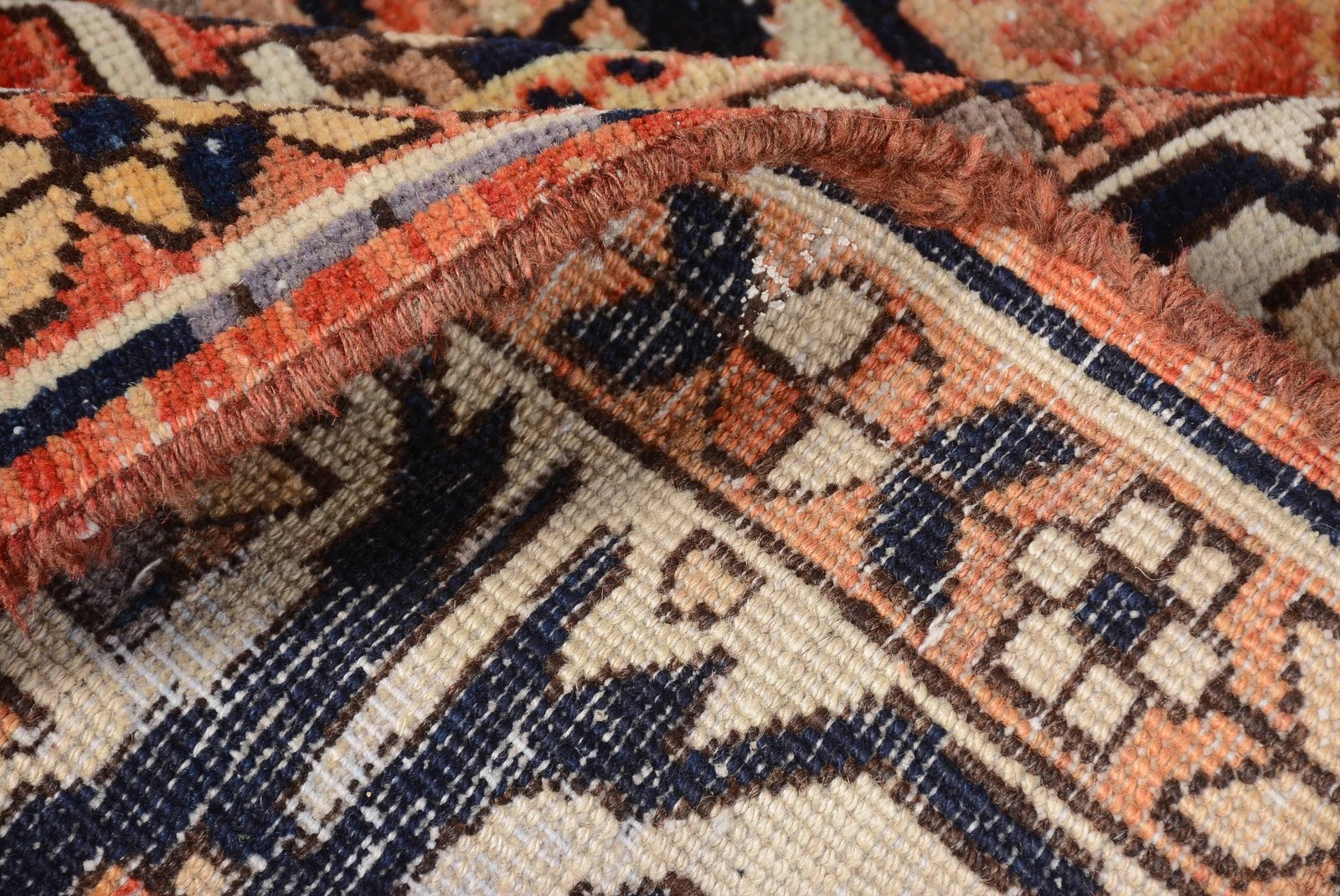 Turkish Rug Rug 6,8×10 ft (208×305 cm), Orange Geometric Vintage Rug