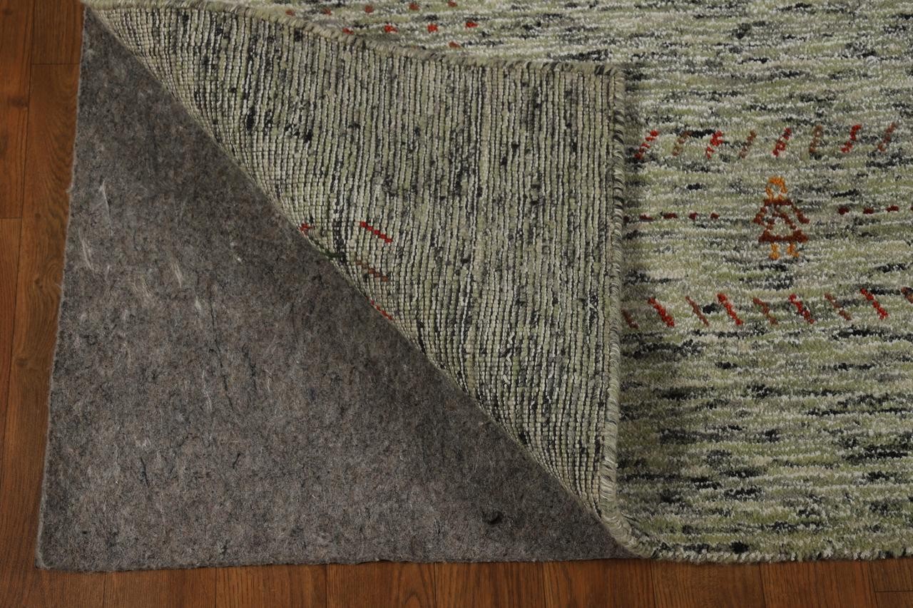 Little Animals Tribal Modern 5×8 Green Indian Area Rug Hand-Knotted Wool