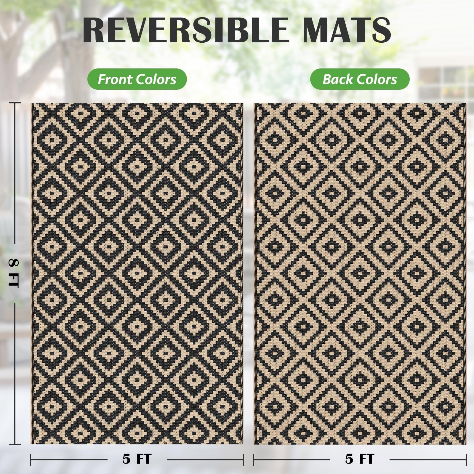 Waterproof Outdoor Rug 5×8 Ft Outdoor Plastic Straw Rug Reversible Patio Rug …