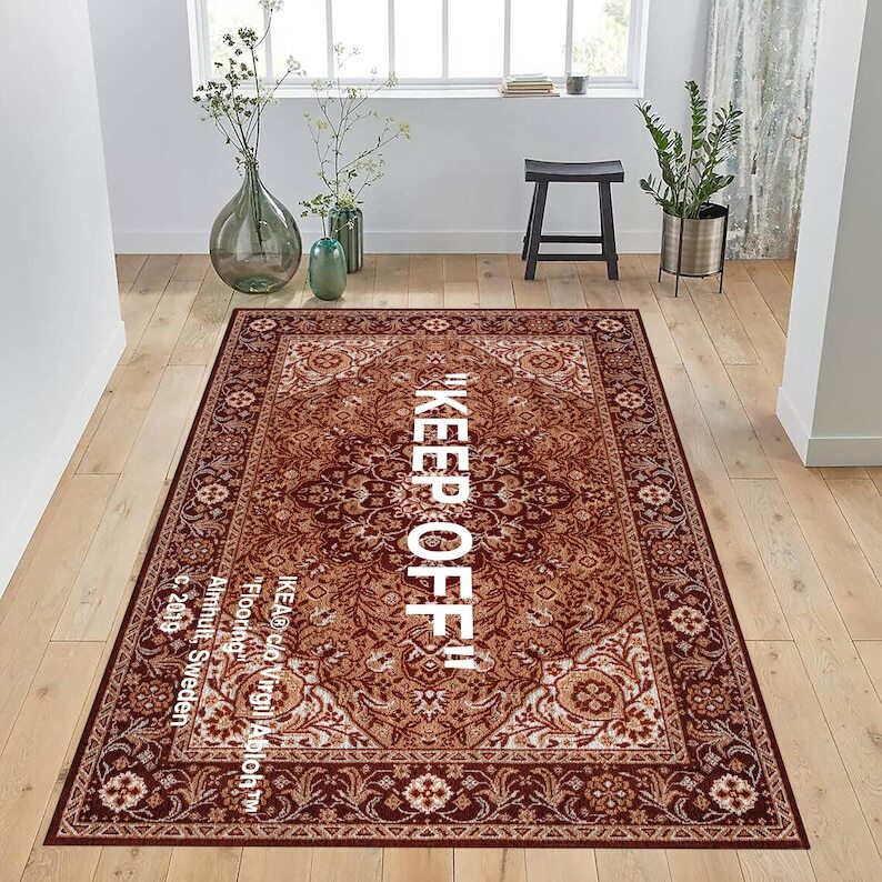 Keep Off Rug, Off White Rug, Traditional Design Carpet, Living Room Rug, Keepoff