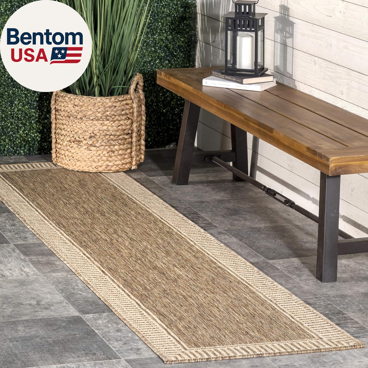 Asha Light Brown/Ivory, 5′ X 8′, Casual, Striped Border, Soft and Cozy, High Tra