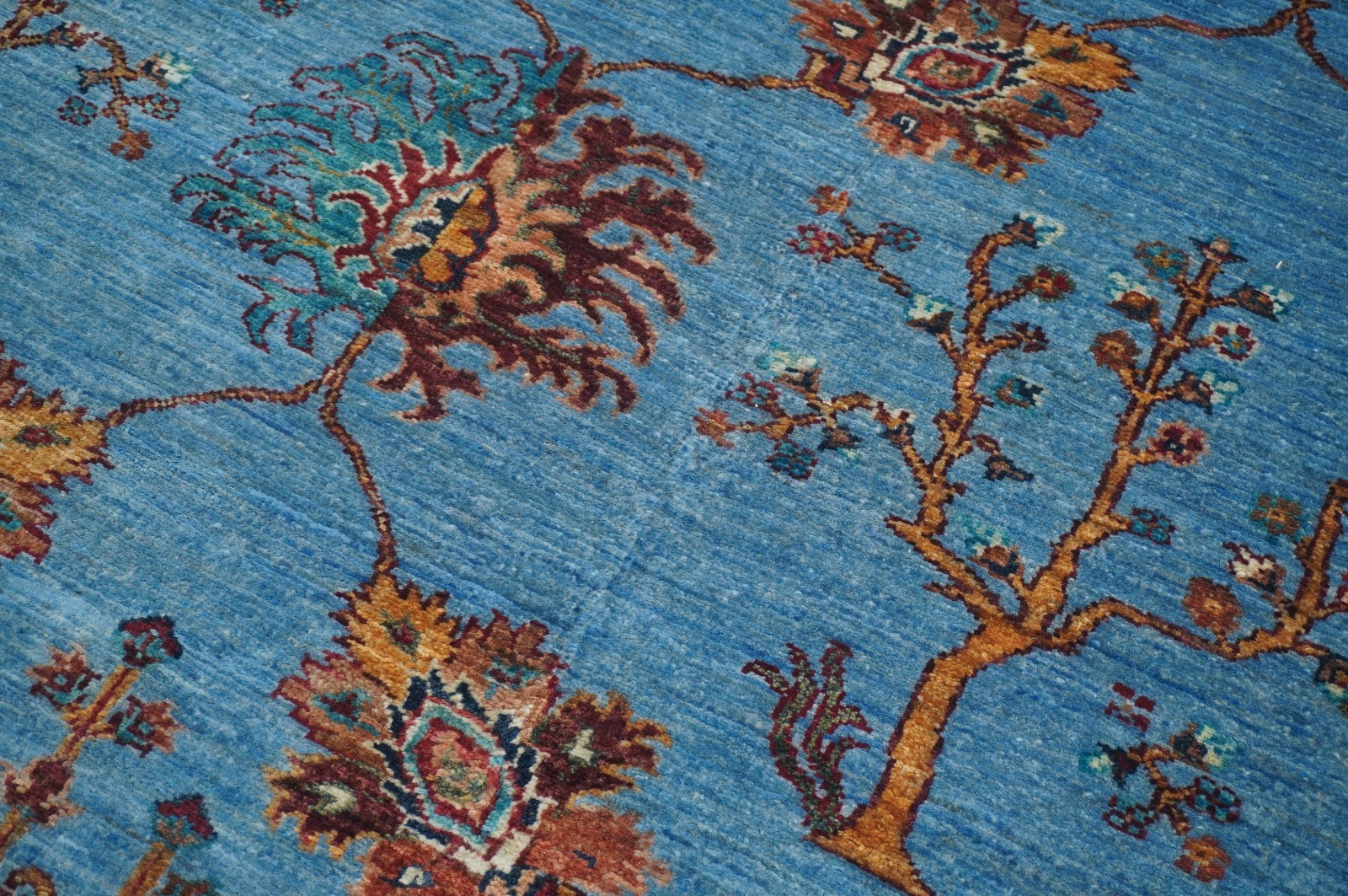 8×9 ft Blue Tree of Life Gabbeh Afghan Hand Knotted Wool Rug