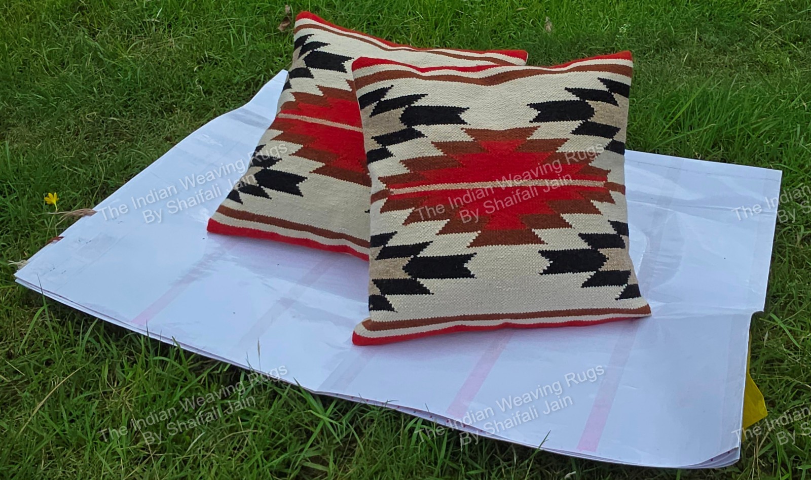 Handwoven Navajo Pillow cover Pair Native American style Size 20″x20″ Free ship