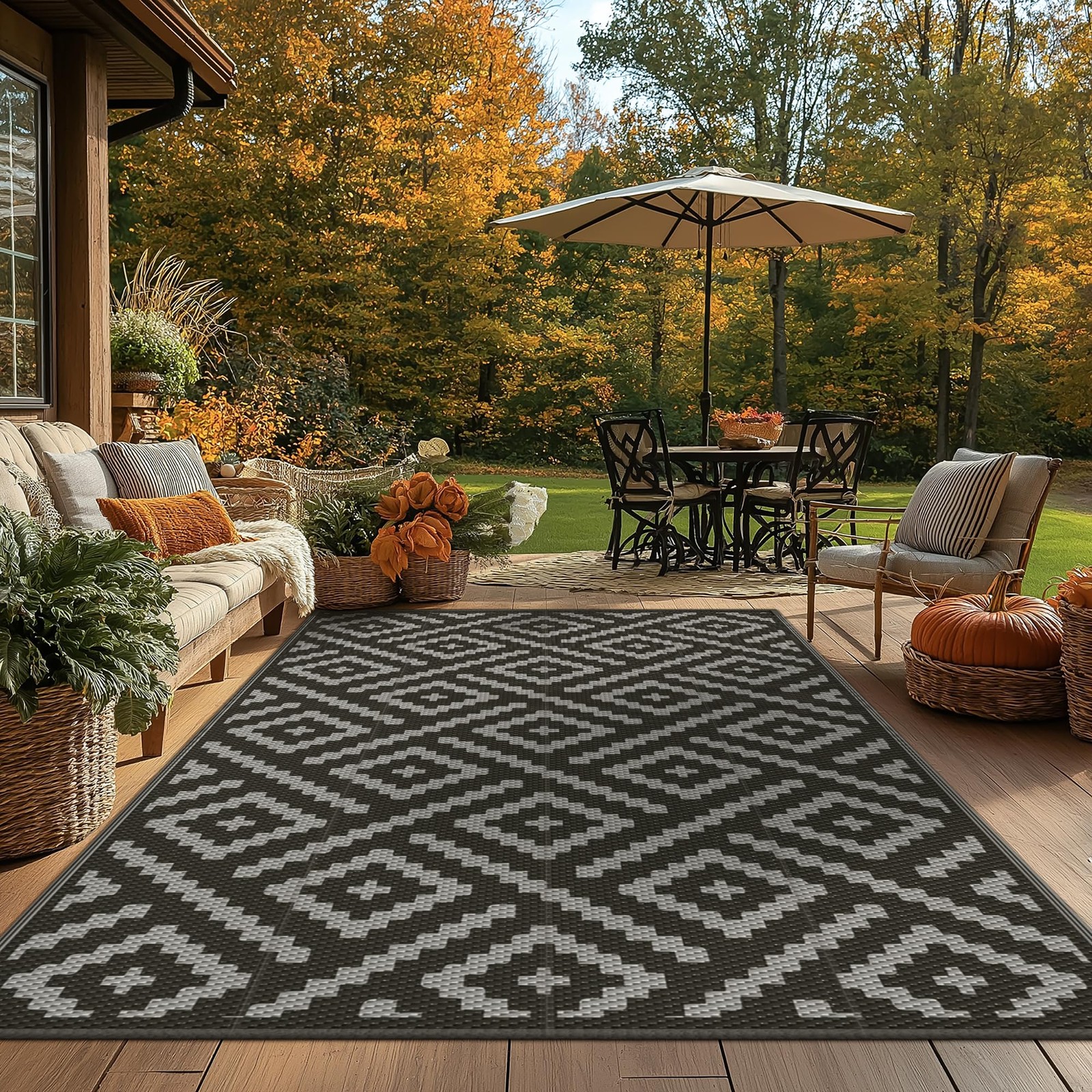 Outdoor Patio Rug 5×8 Waterproof Mat RV Camping Deck Camper Balcony Backyard Pla