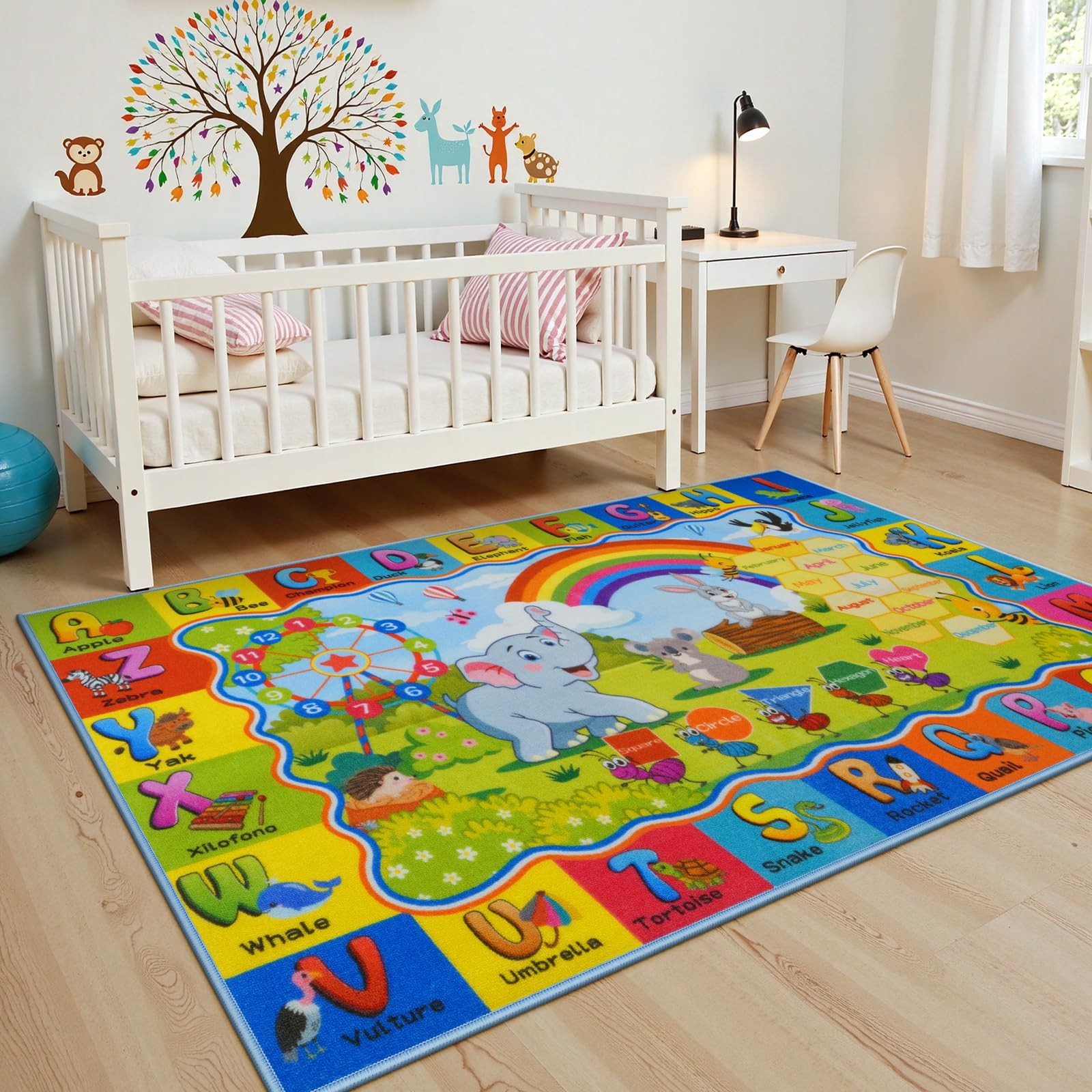 ABC Kids Rug 36″x59″ Non-Slip Educational Playroom Carpet for Learning