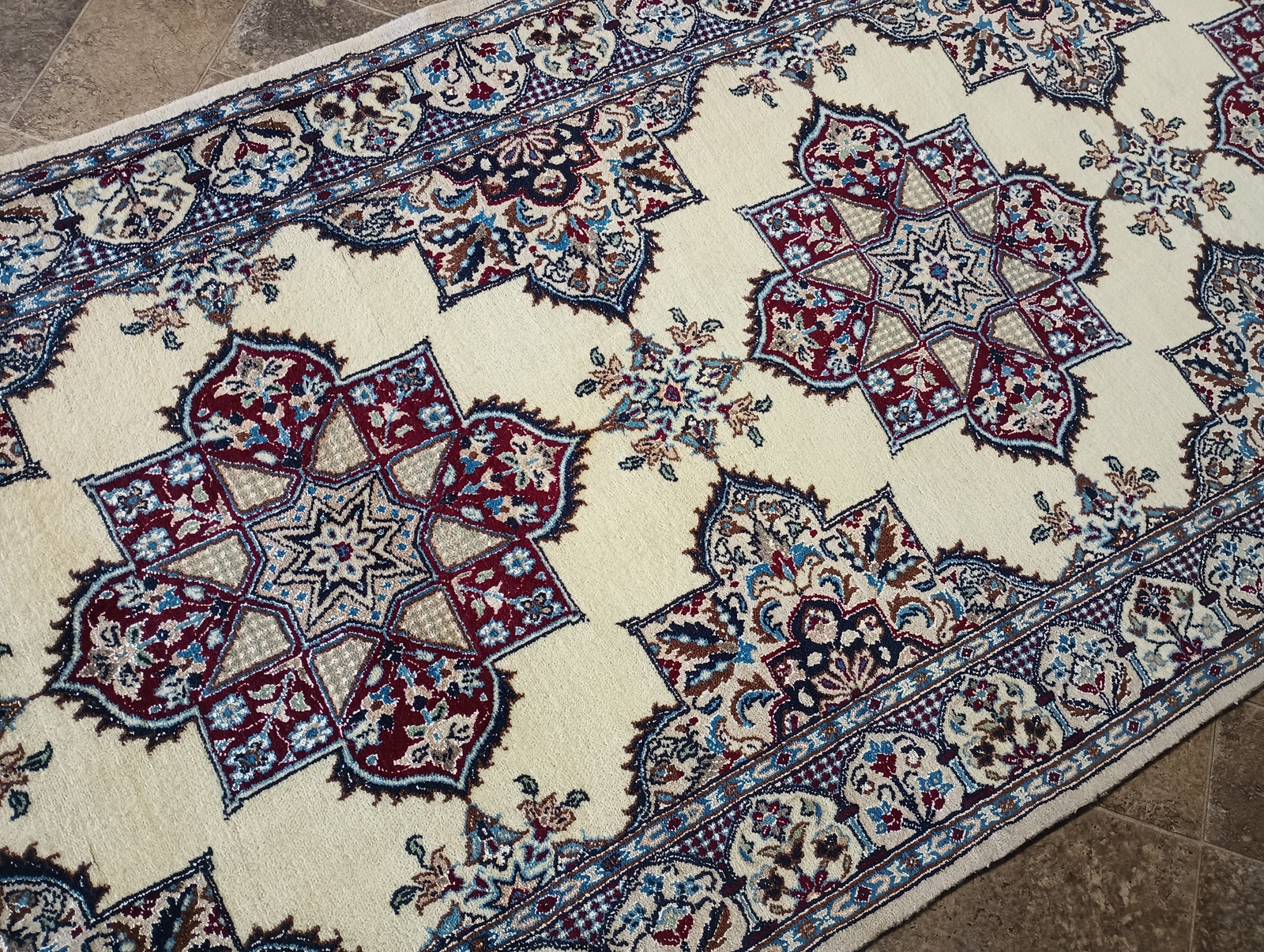 3×15 Runner Wool and Silk Traditional Nain Rug 400 KPSI #B-78916