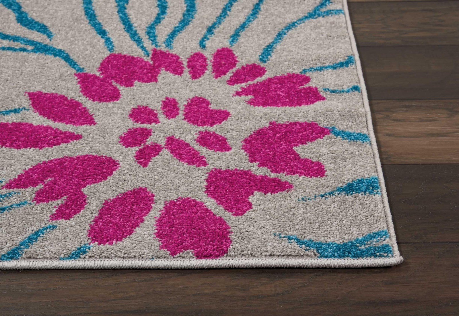 Passion Collection 6×9 Grey Floral Area Rug Machine Made Easy Care Durable