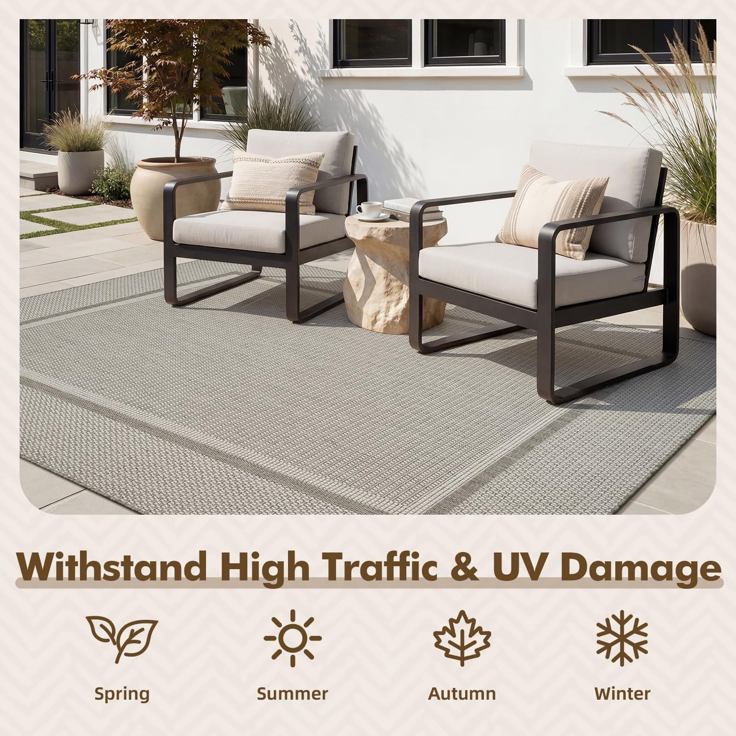 -3X5 Outdoor Rug Porch Entryway Rug-Polypropylene Indoor Outdoor Rugs for Entryw