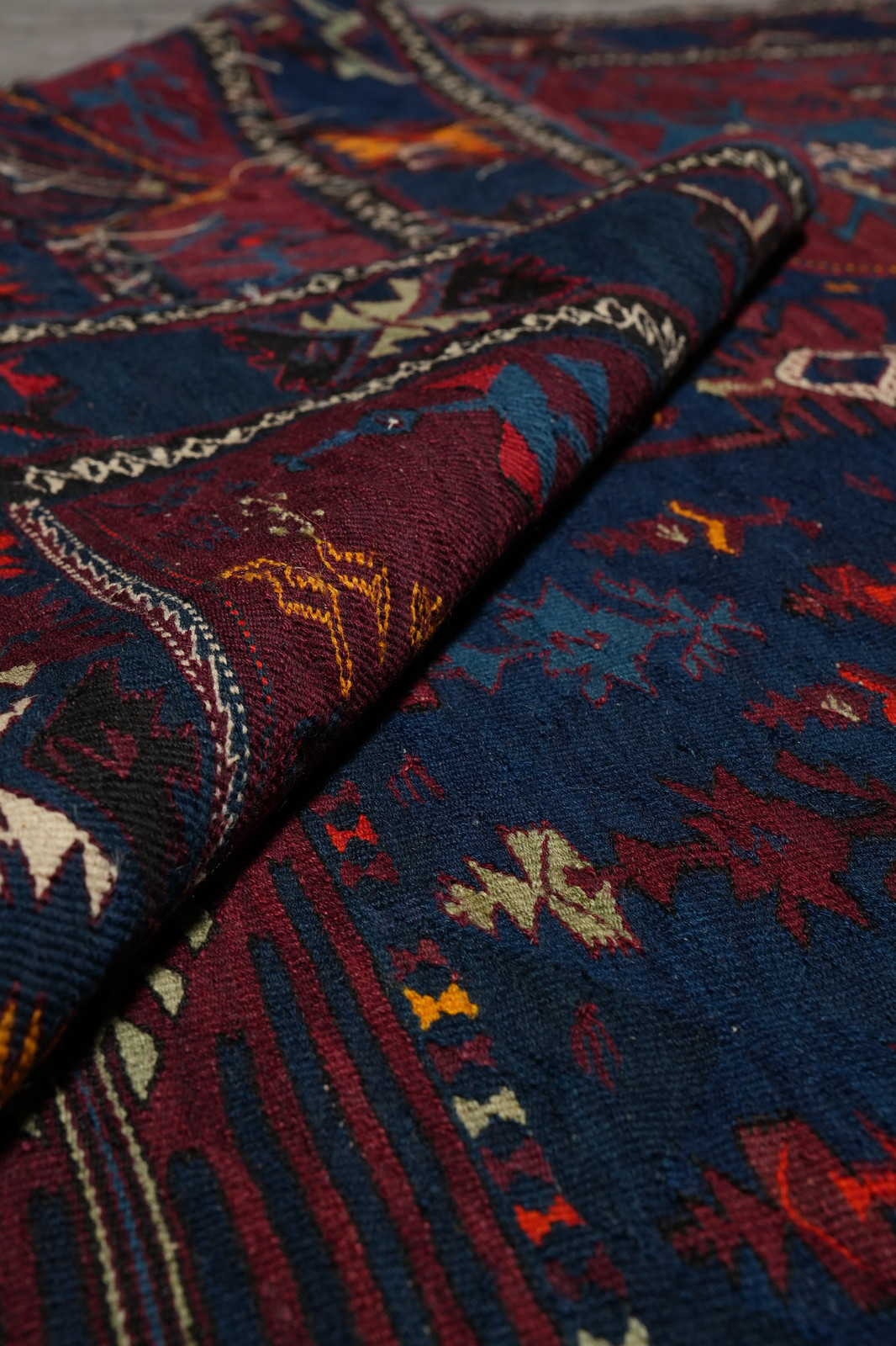 5 x 14.4 Antique Russian Sumaak Kilim Rug Eagle Kazak Pattern 1940’s #B-78955