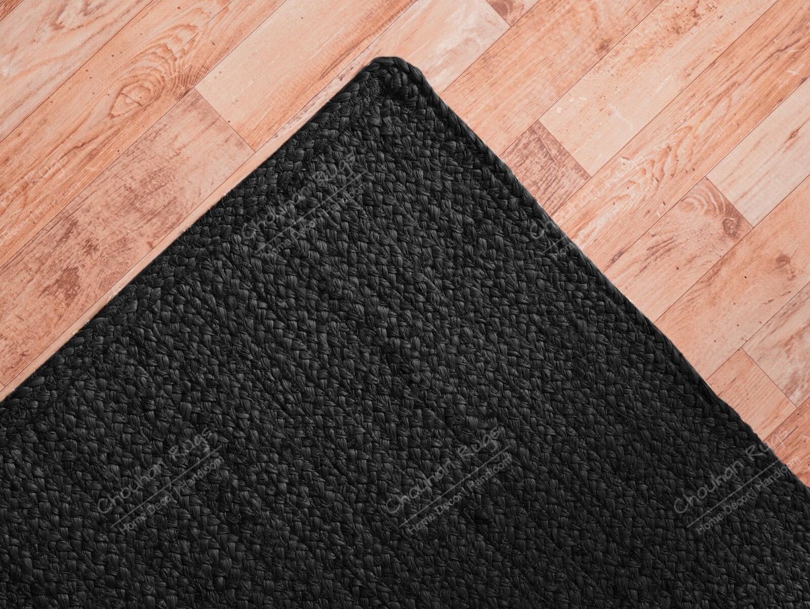 Indian Hand Braided Black Jute Rug, Rugs For Kitchen Area, Rectangle Shape Rug,