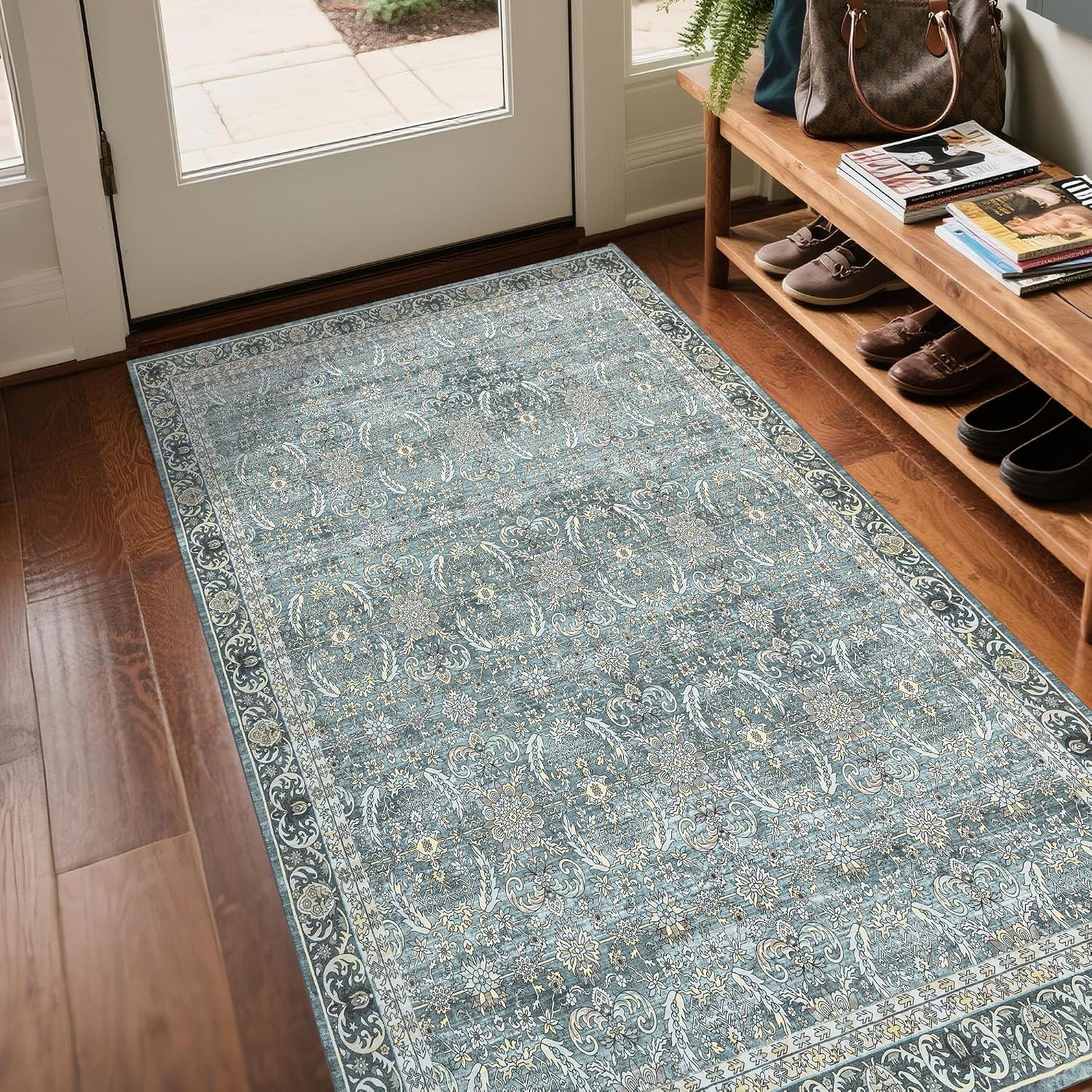 3×5 Washable Area Rugs for Entryway: Small Indoor Oriental Rug for Kitchen Be…