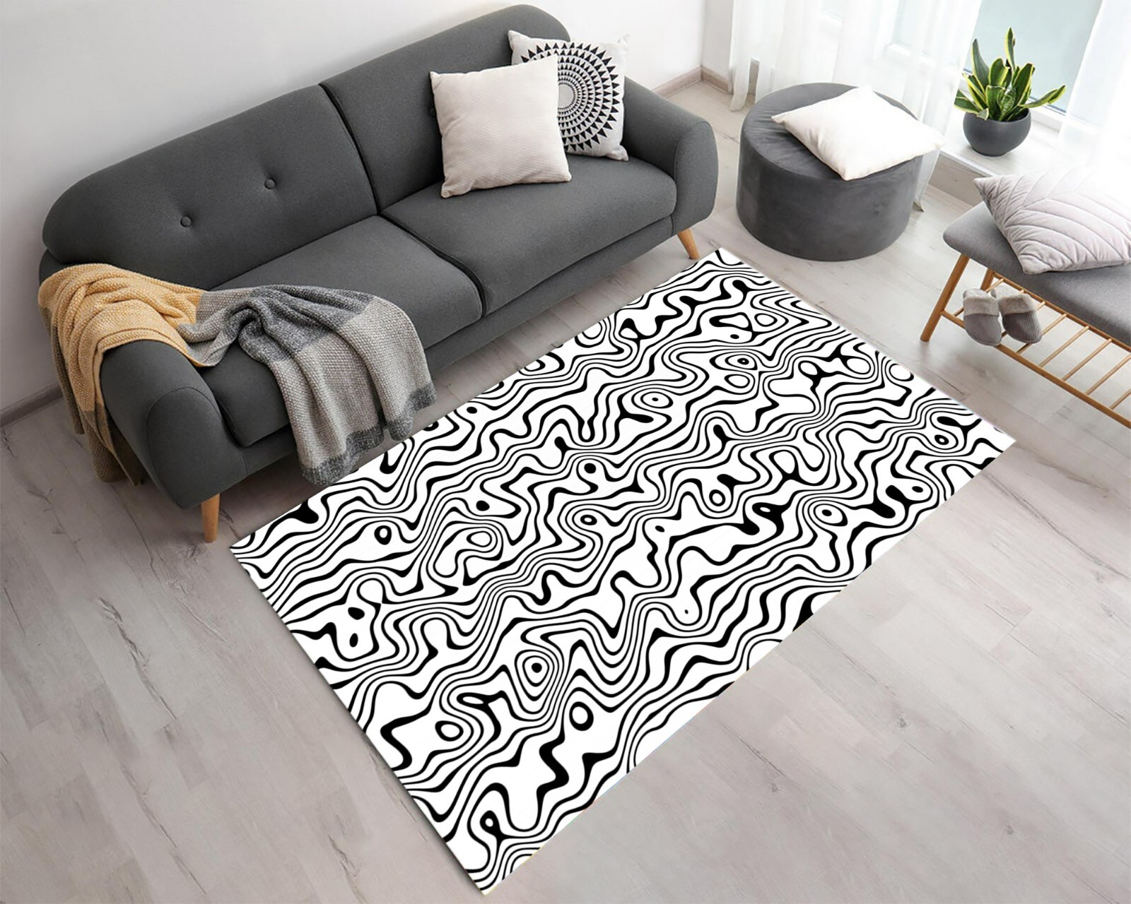 Distorted Ink Stripes, Floor Rug, Fashion Abstract Modern Carpets, Abstract Deco