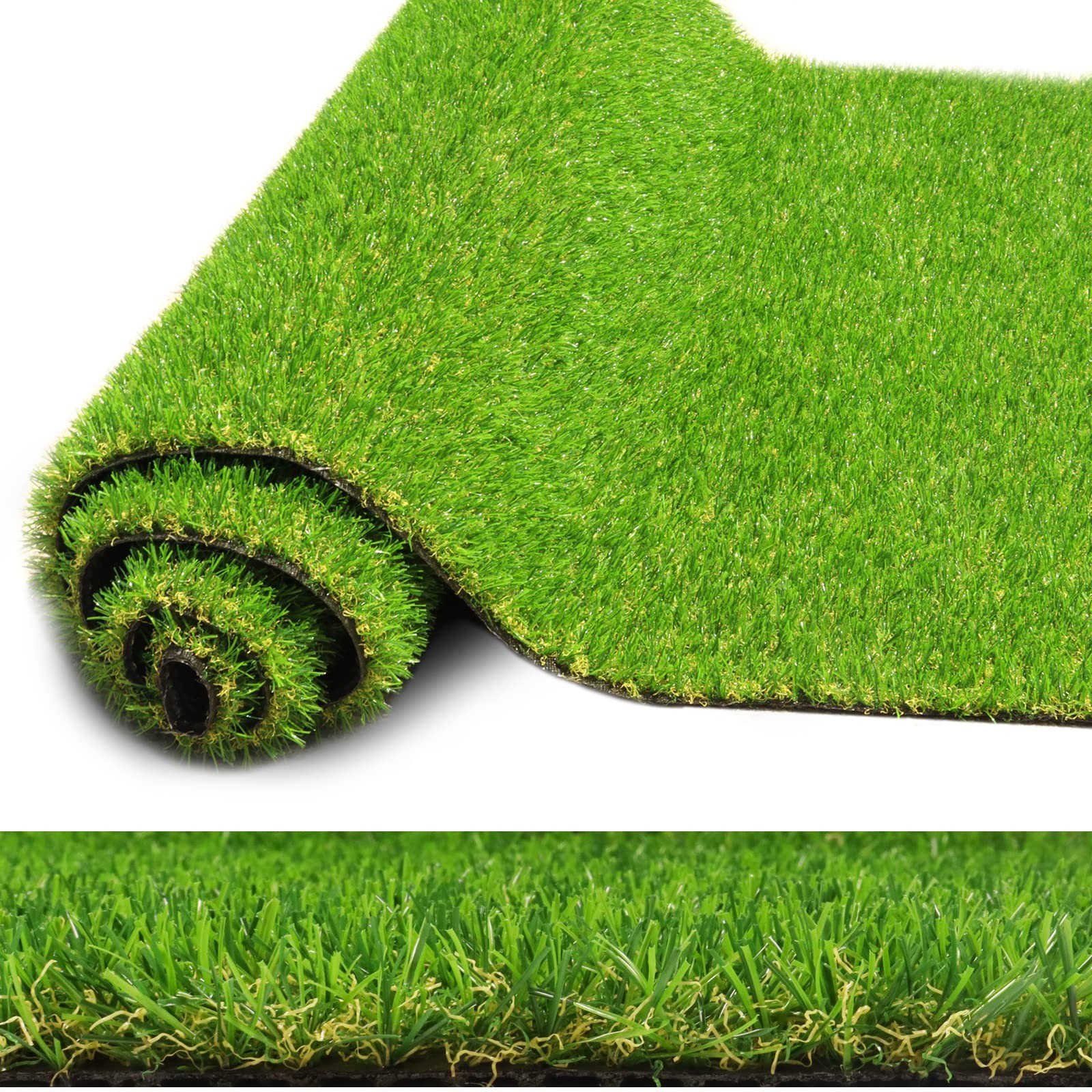 Realistic Artificial Grass Rug 3 FT x 5 FT Fake Faux Turf Grass, 0.8″ Indoor …