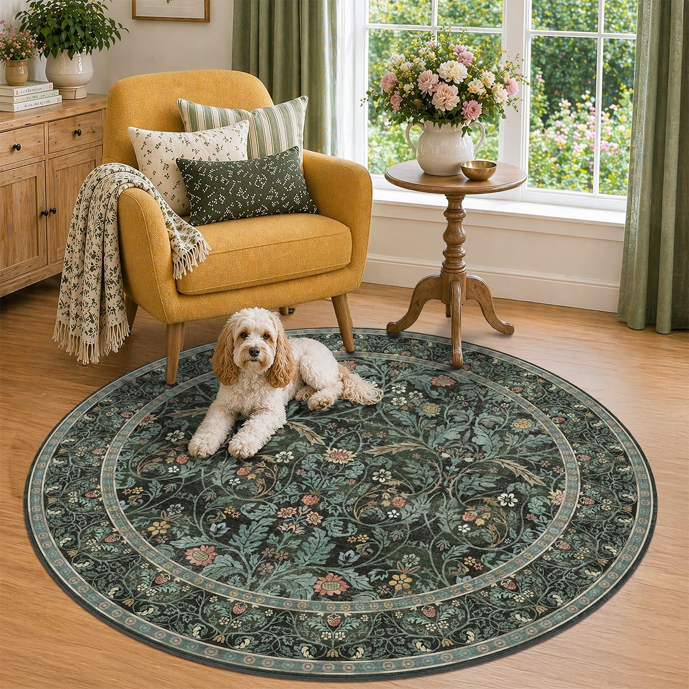 5ft Round Rug for Reading Corner Small Living Room, Soft Ultra Thin Non Slip …