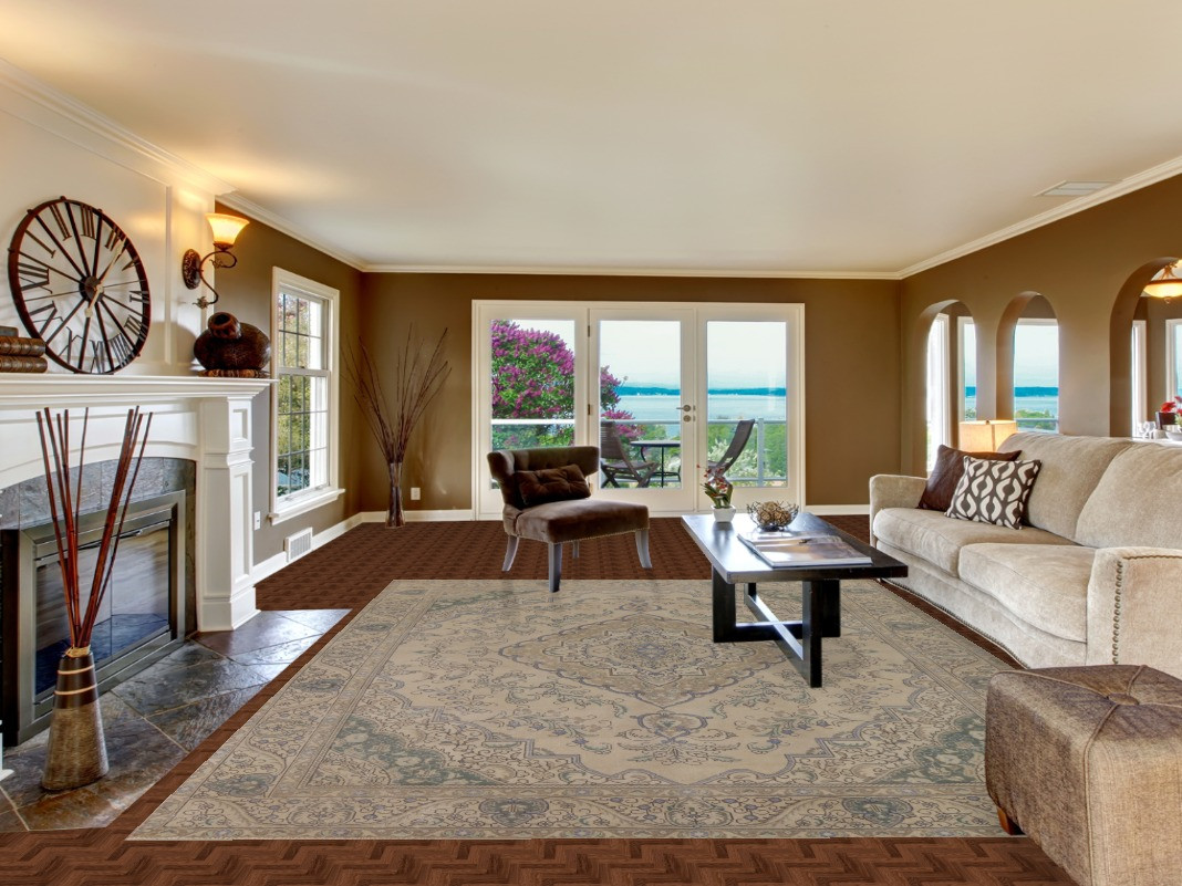 Traditional Style Wool Distressed Area Rug 9×12 ft Hand-knotted for Living Room