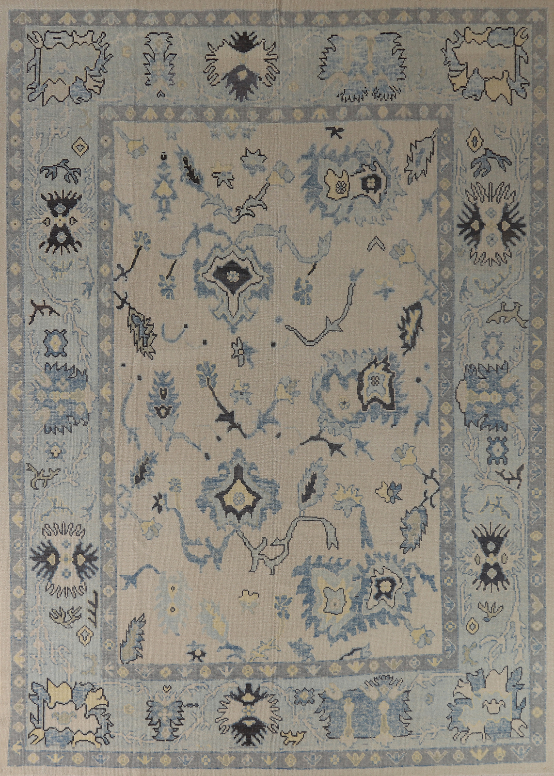 Vegetable Dye Handmade Oushak Turkish Living Room Area Rug Wool Carpet 9×11 ft