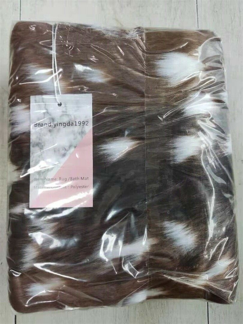 yingda1992 Faux Fur Sika Deer Print Animal Skin Hide Pelt Area Rug Mat Carpet US