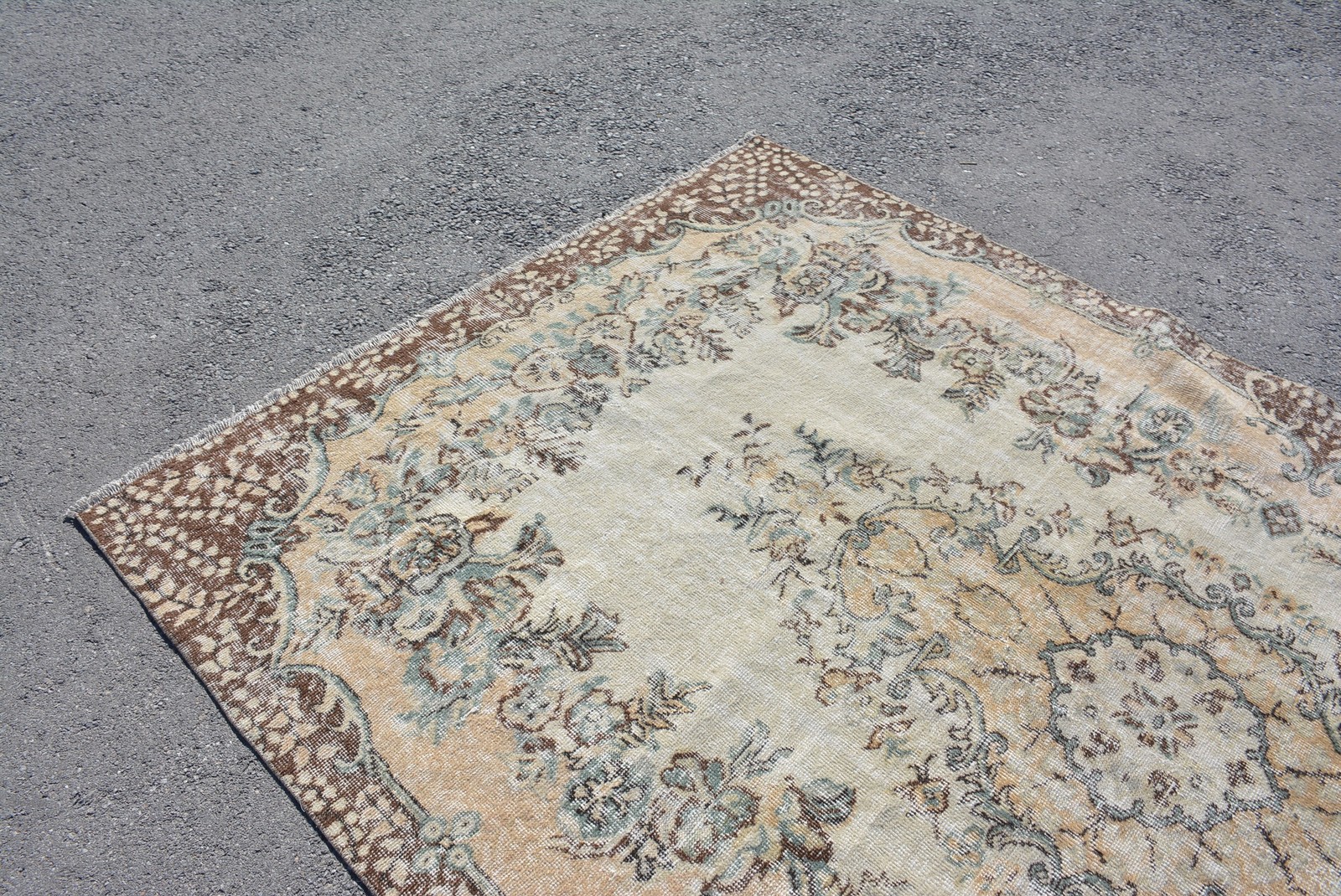 Vintage Turkish Rug 5,8×9,5 ft (178×290 cm), Brown Bordered Rug