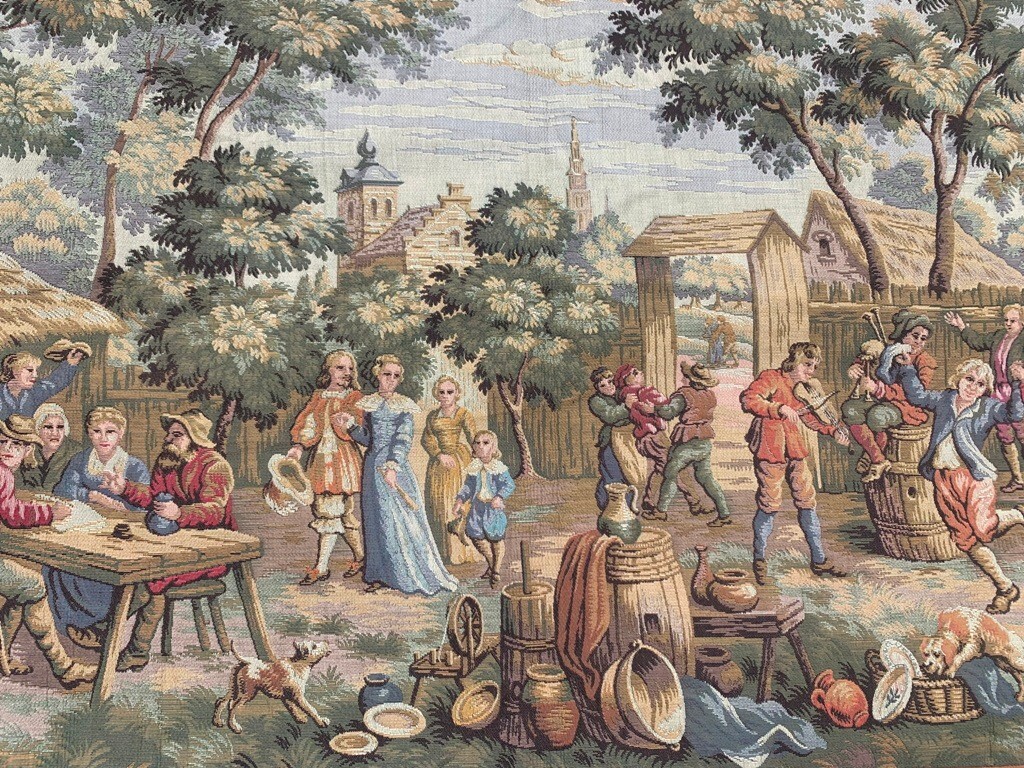 Vintage Tapestry,Medeival French Tapestry Pictorial Tapestry Home Decor 3×7 ft