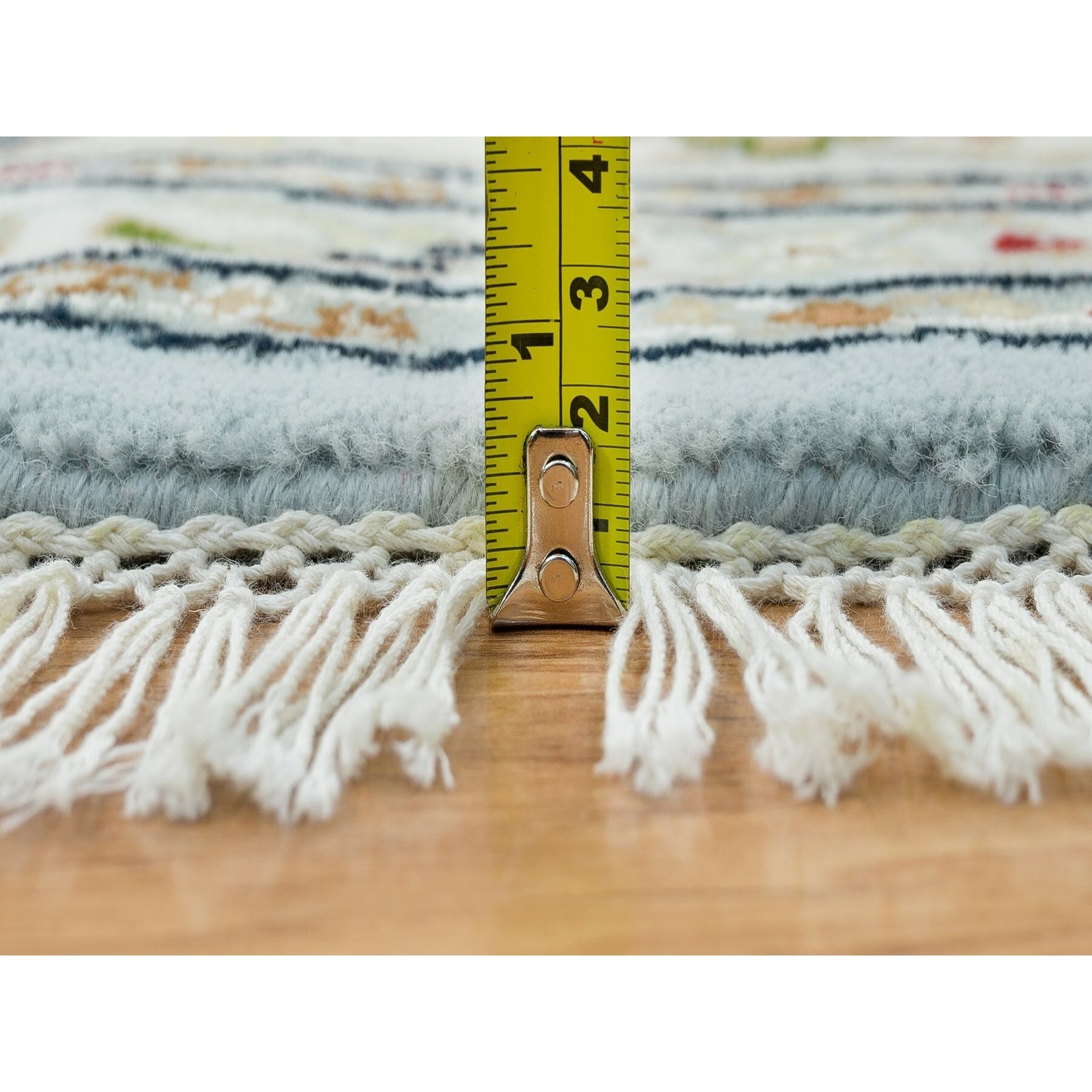 7’8 x7’8 Round Light Blue Hand Knotted Nain Design Rug G16136