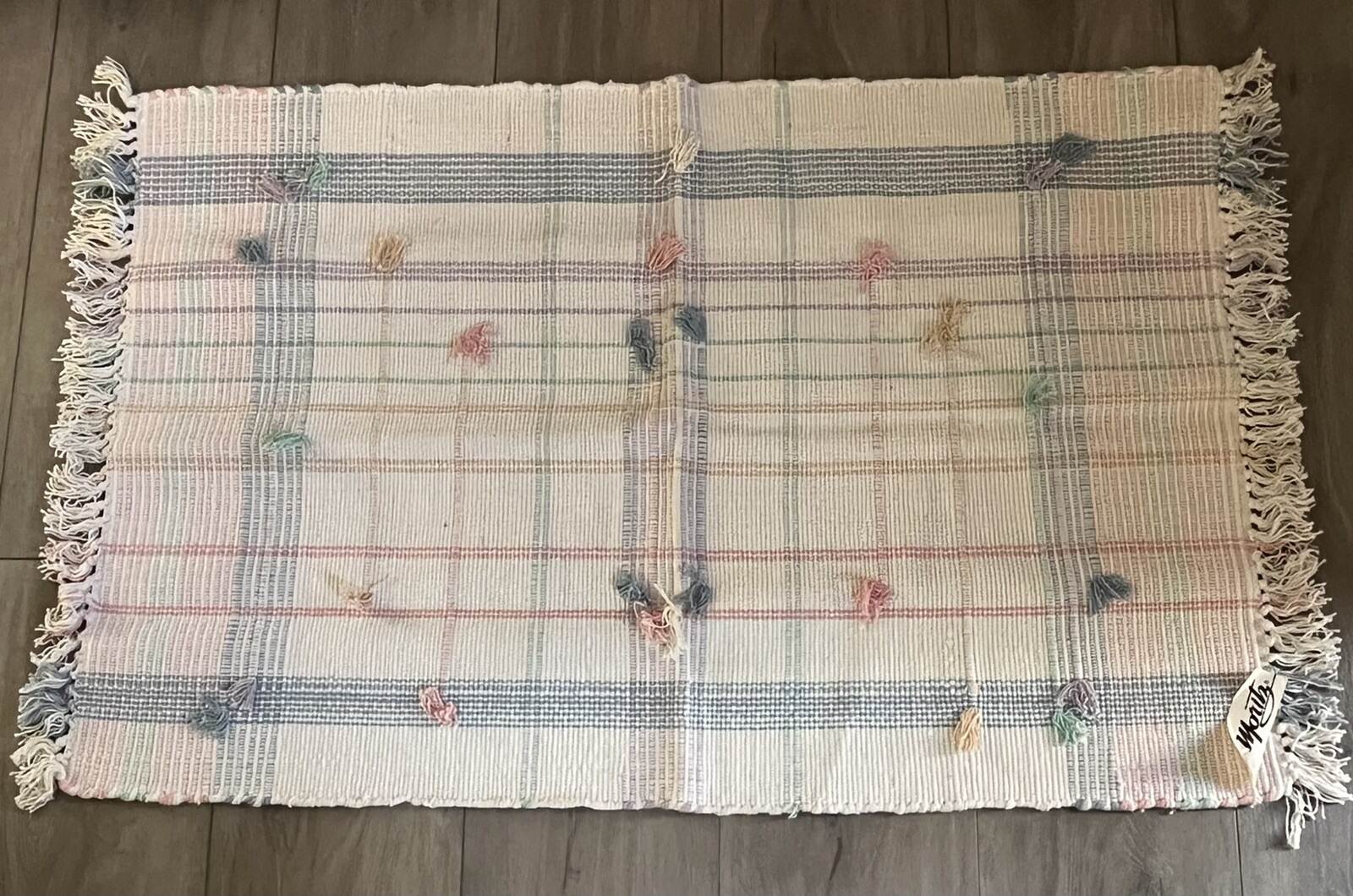 St. Moritz 30″ x 50″ 100% Cotton Throw Rug W/ Fringe, Handwoven In India NWT
