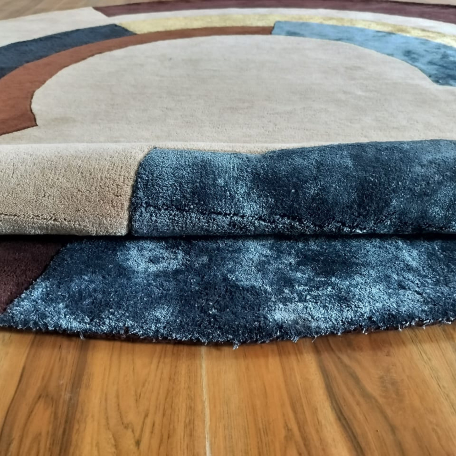 Round Rug, 8 ft Round Rug, Hand Tufted, 9×9 Wool Viscose Carpet, Circle Rug Home