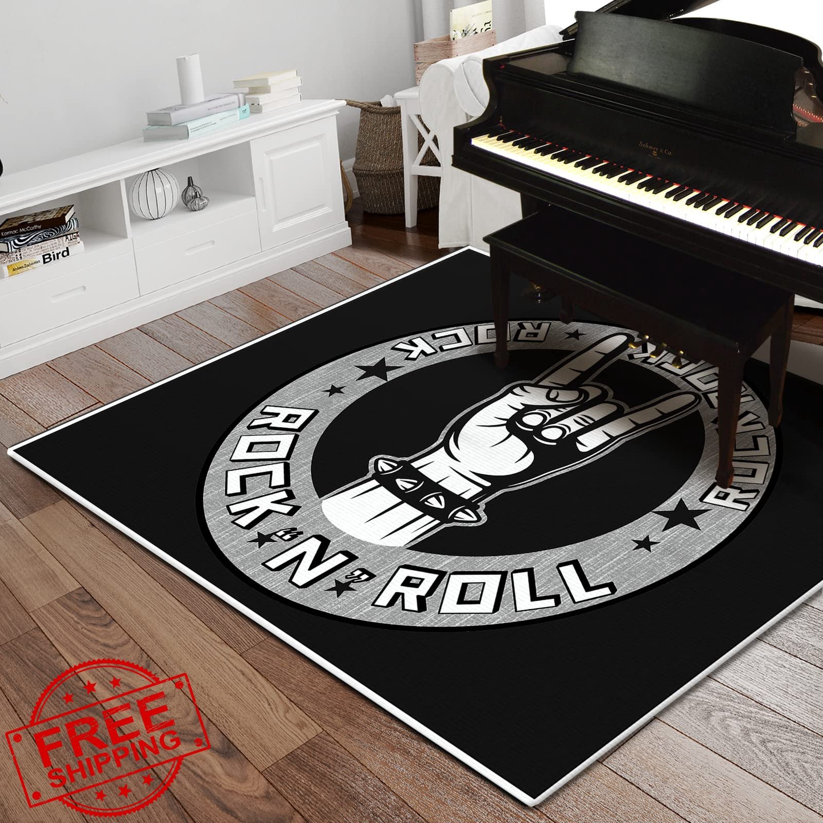 PRIHALF Drum Rug, Drum Set Carpet,Bedroom Living Room Decor,Soundproof Rug Pa…