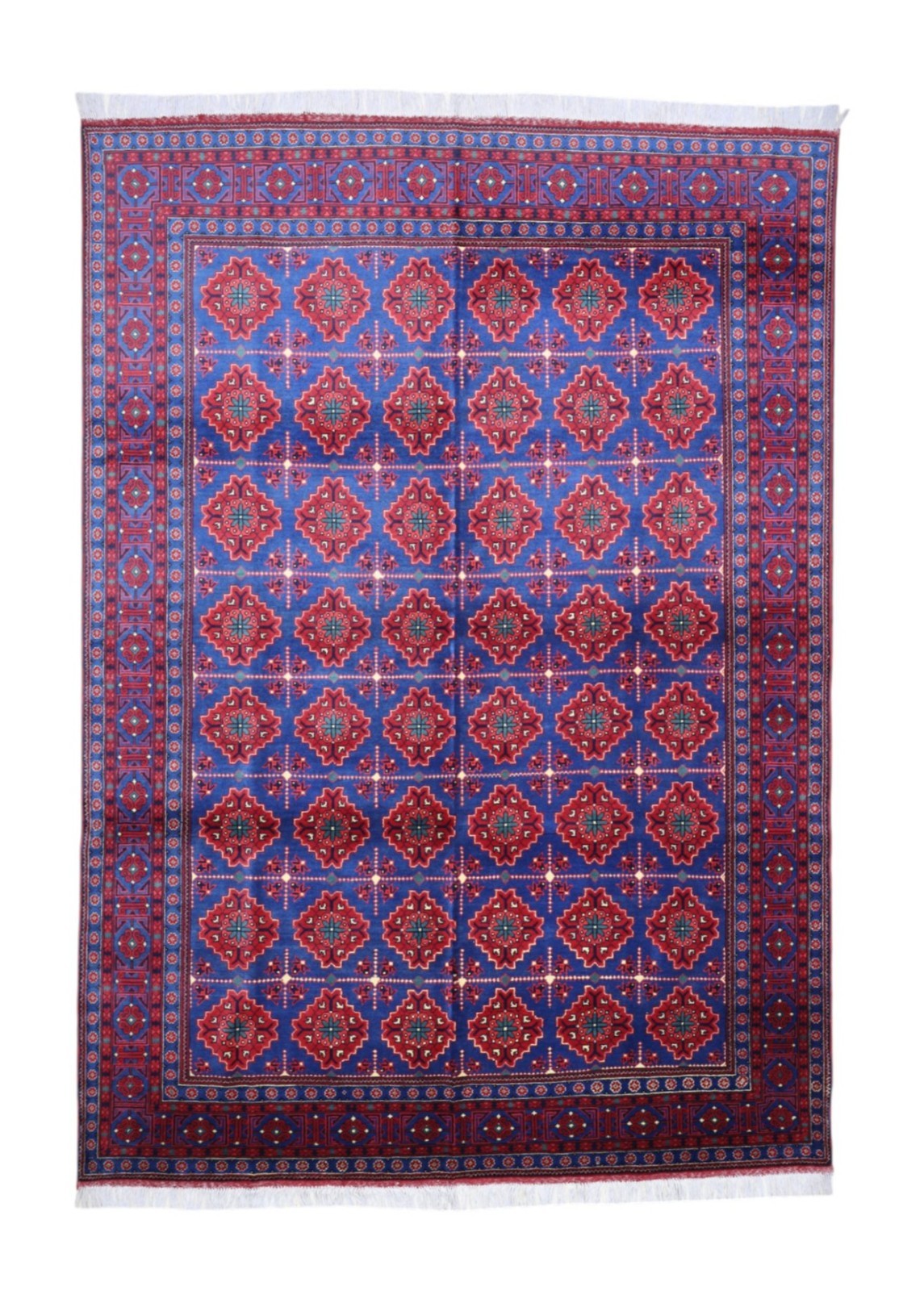 Hand-Knotted Sarouk Afghani Wool Rug | Red & Green 6’6″ x 9’9″