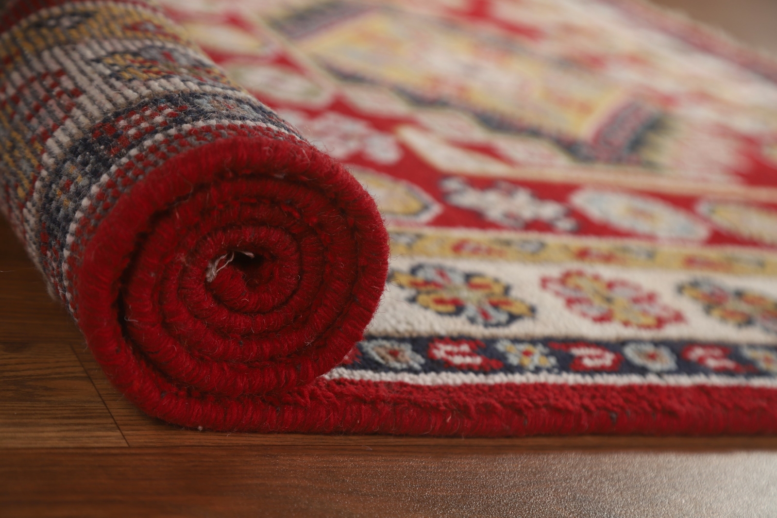 Geometric South-west Design Deep Red 4×6 ft. Kazak Indian Rug Thick Plush Rug