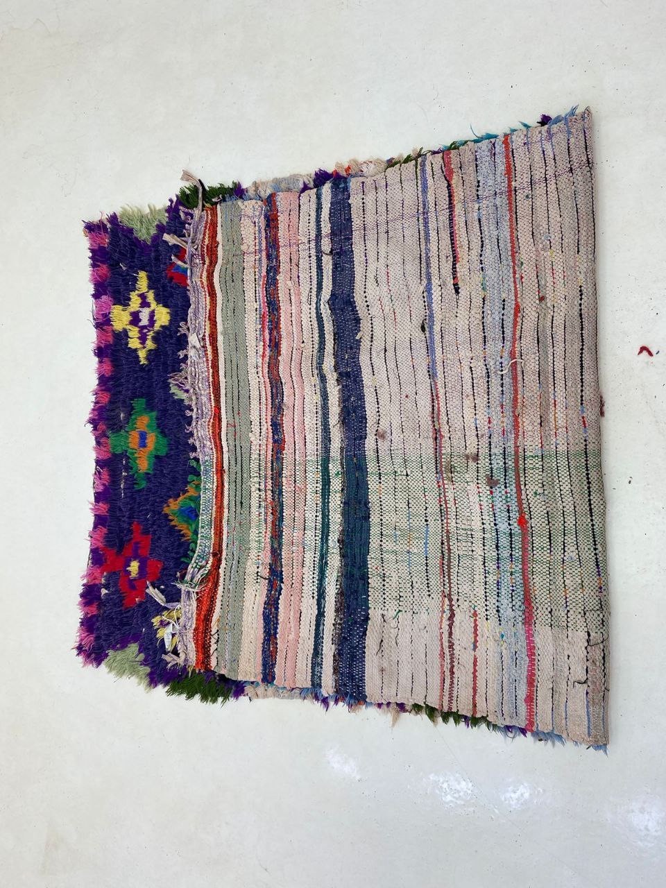 Moroccan Handmade Cotton Hallway Rug 3’4×6’2 Tribal Geometric Vintage Berber Rug