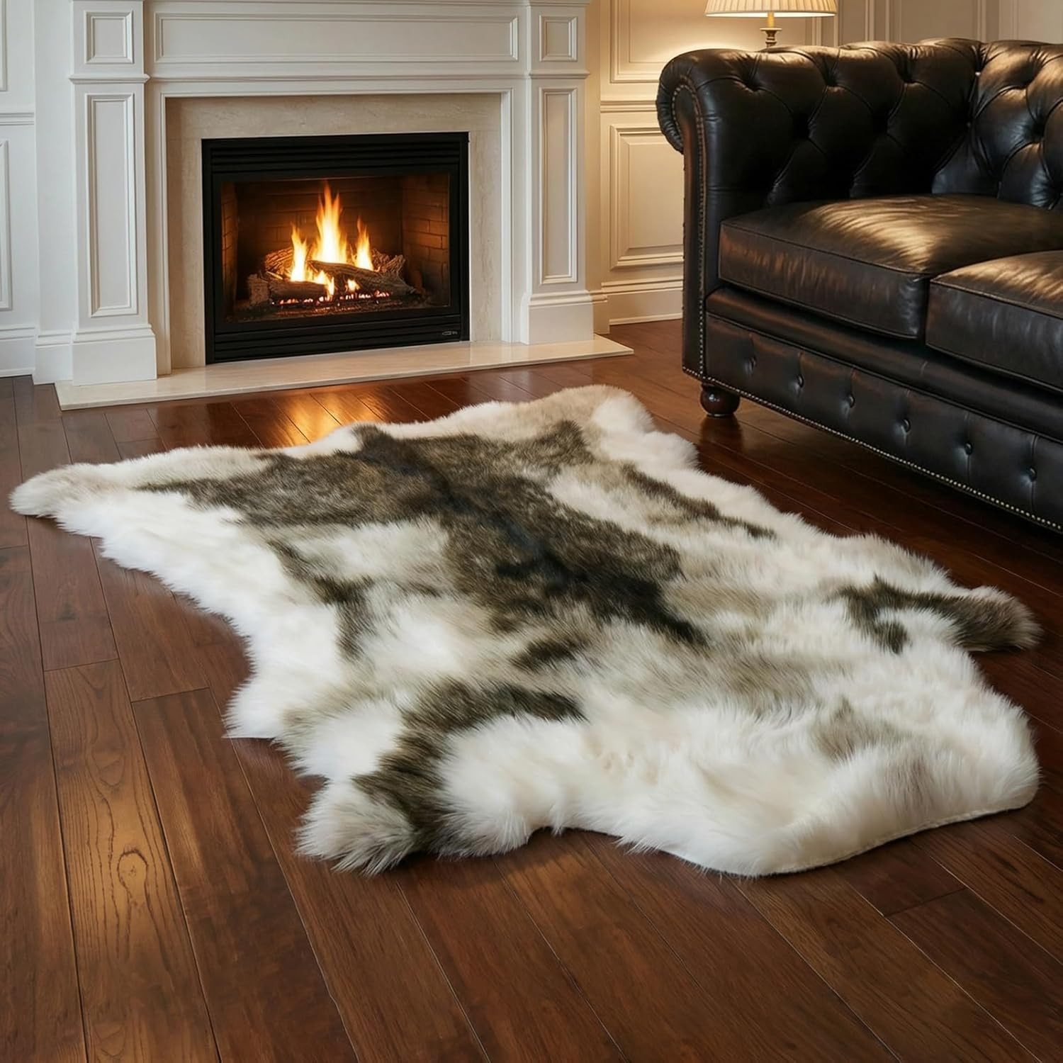 Luxury Reindeer Faux Fur Area Rug, 3.6’X3.0′, Machine Washable for Home
