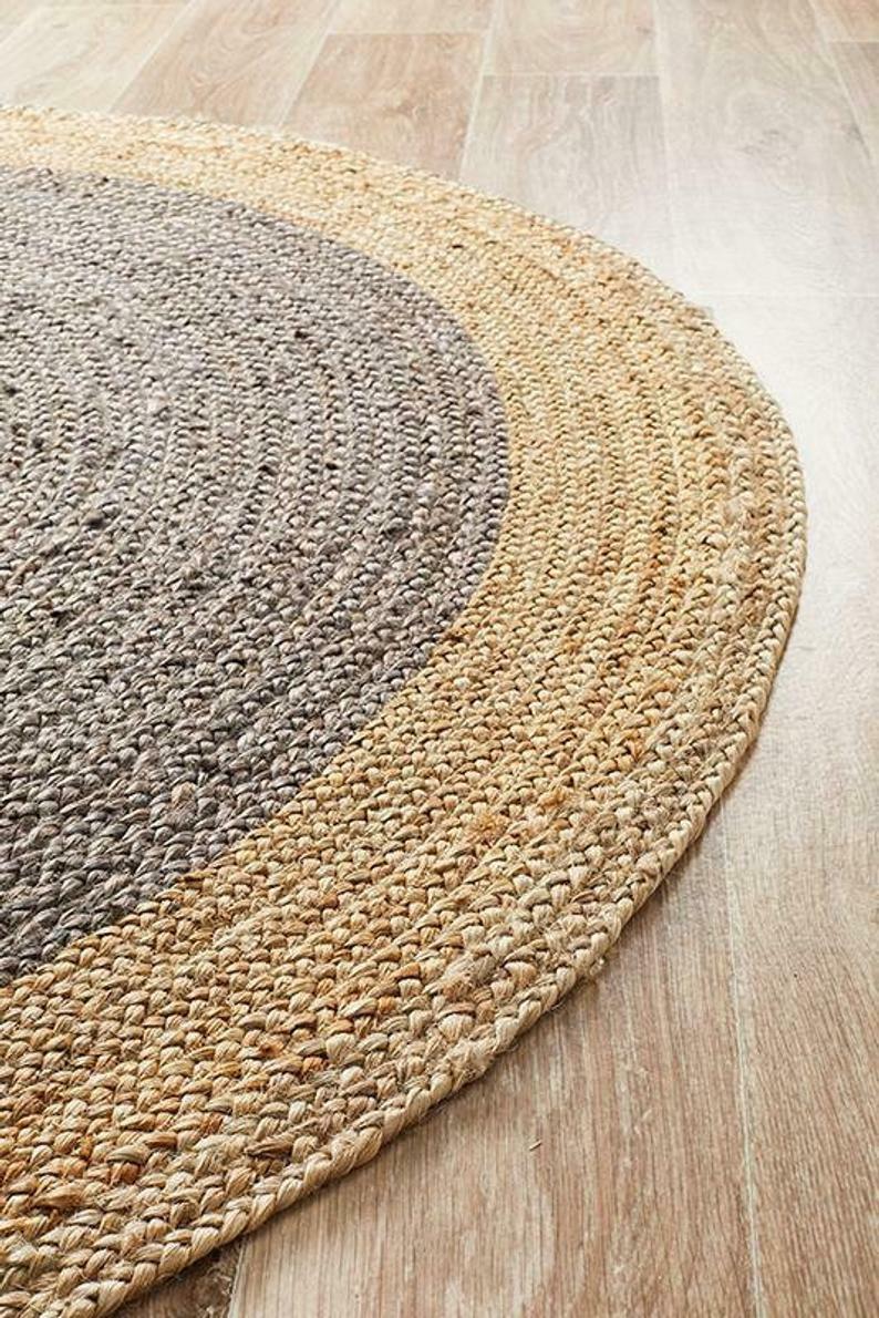 Rug Natural Jute Reversible Braided Round Jute Area Rag Rug Hardwood Floors