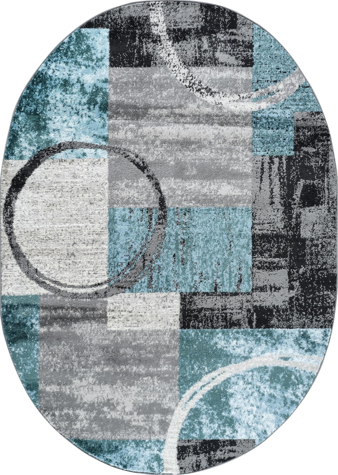 Elegant Abstract Circles Grey Area Rug 5×7 Premium Polypropylene Fabric