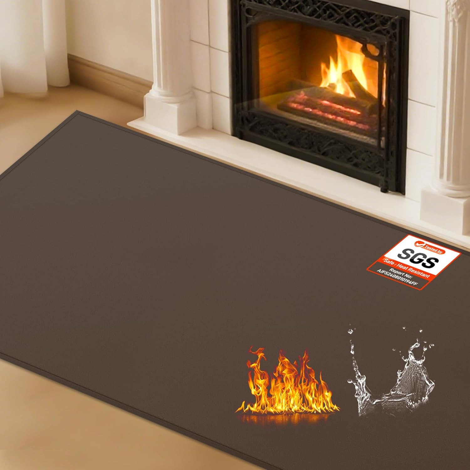 Hearth Rugs for Fireplaces Fire Resistant, 48 X 28 X 0.04 Inch Fireproof Firepla