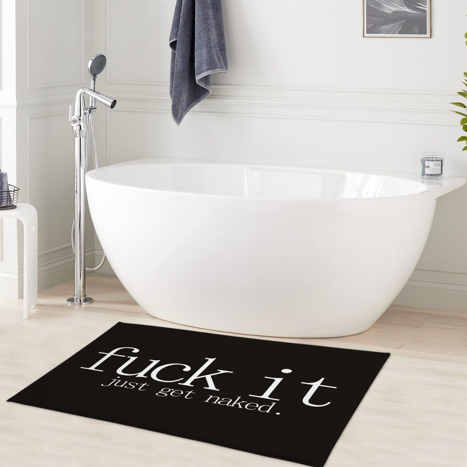 Funny Quotes on Black and White Bath Mat for Bathroom Mat Bath Rug Doormat