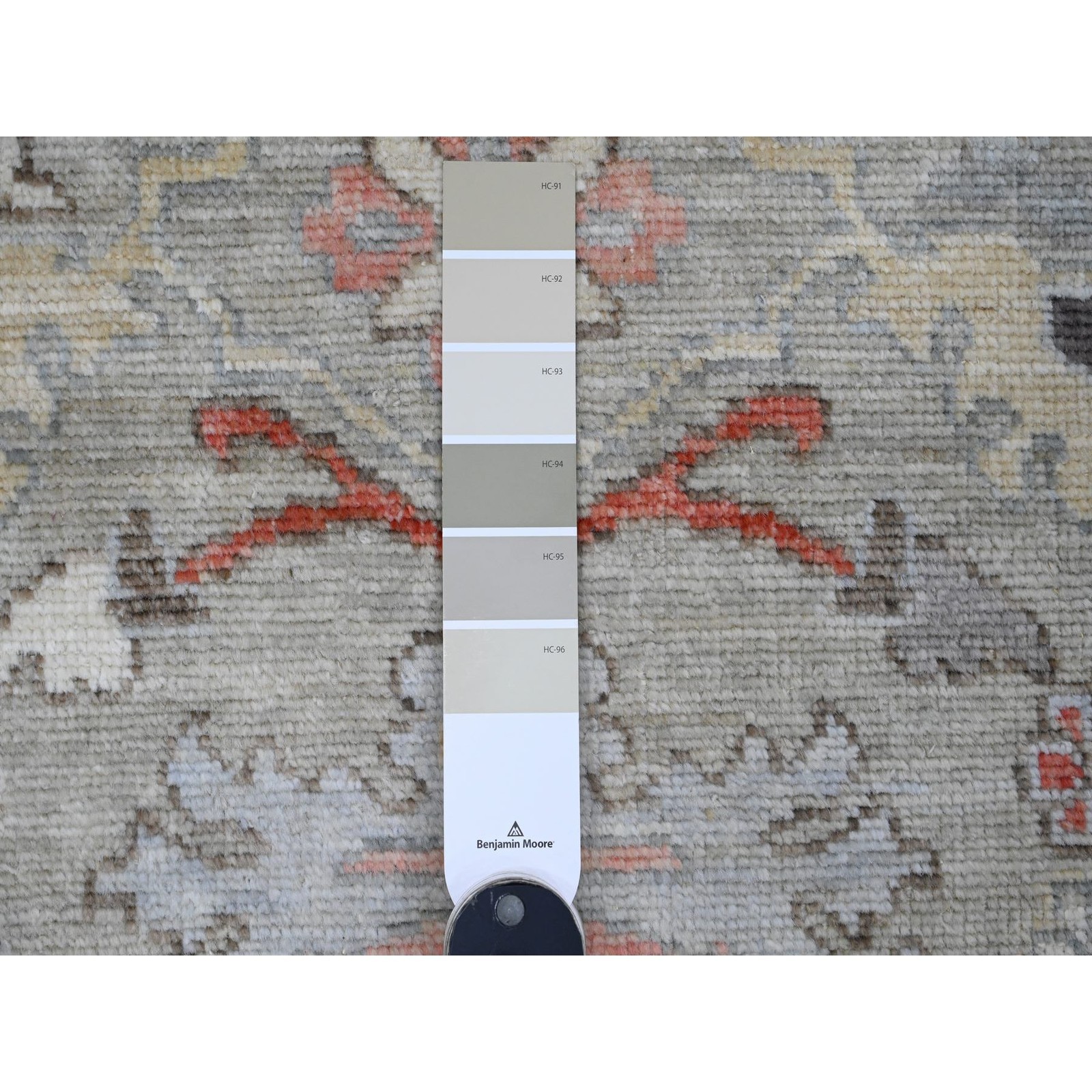 3′ x 4’9″ Gray Hand Knotted Afghan Angora Oushak Floral Pattern Wool Rug R20299