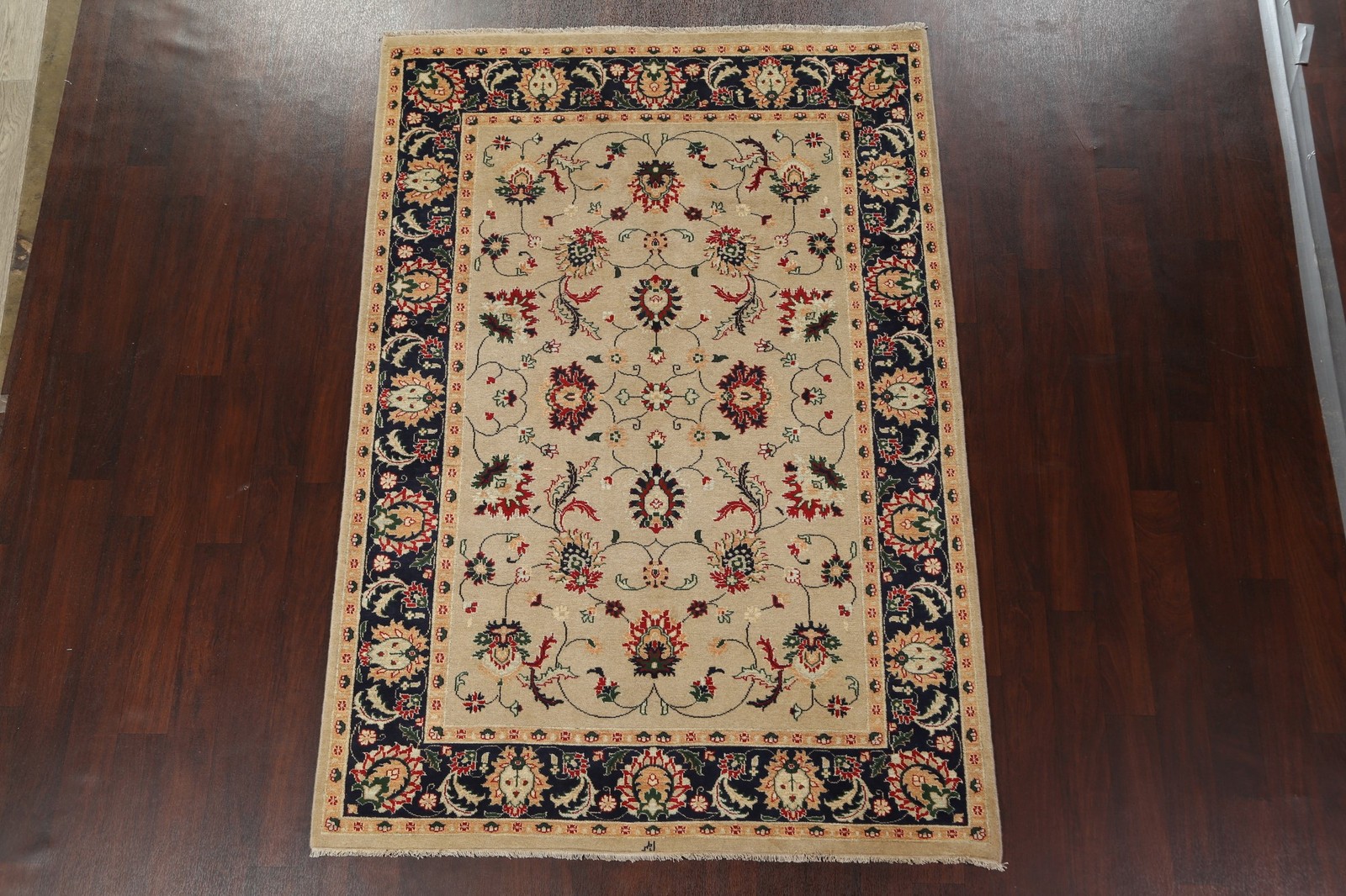 Ziegler Dining Room Area Rug 6×8 Beige/ Blue Hand-made Floral Classic Carpet