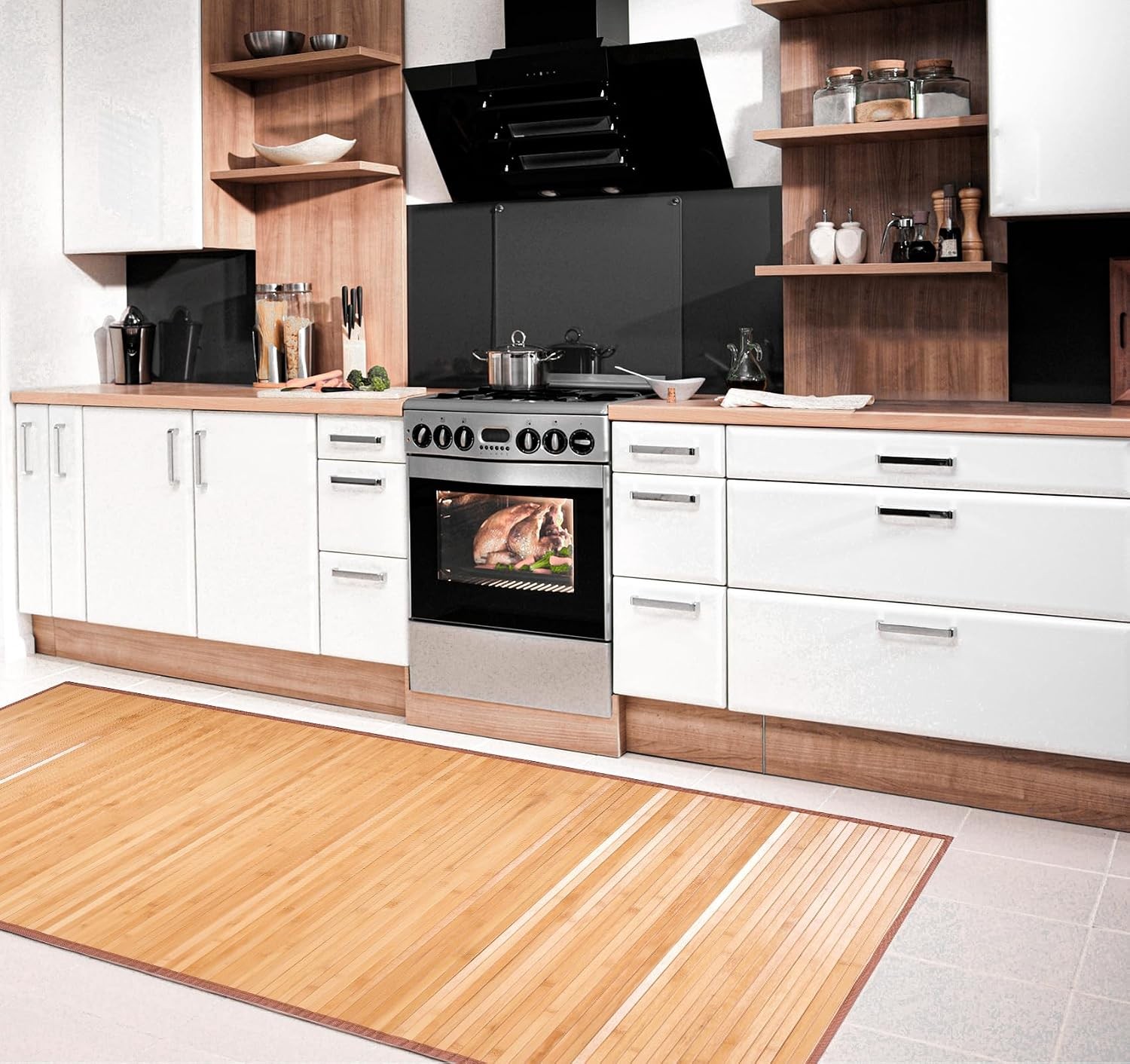Natural Bamboo Area Rug 29.5×79 Inches Large Bathroom Mat Kitchen Floor Runner