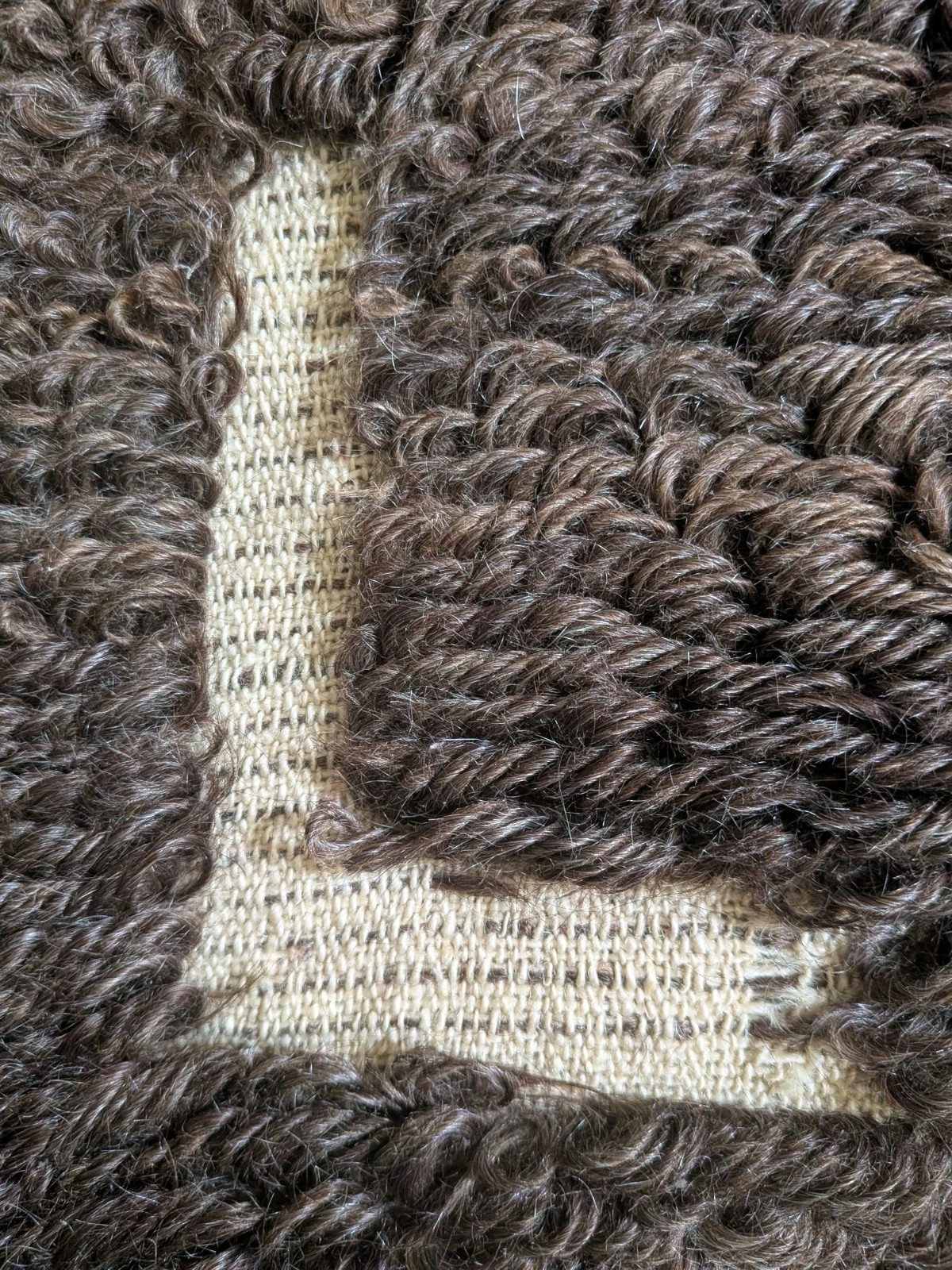 Hand-Woven Wool Turkish Anatorian Tulu Rug Brown Beige 46x55in One-of-a-Kind