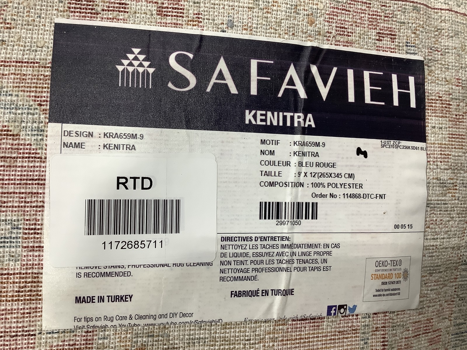 BLUE / RED 9′-0″ x 12′-0″ Back Stain Rug, Reduced Price 1172685711 KRA659M-9