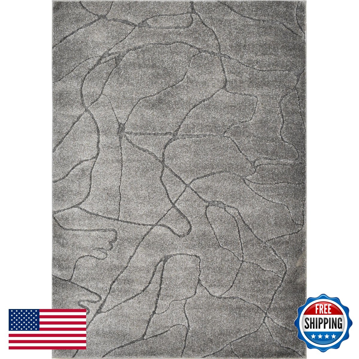 Rugs America Cadence Contemporary Iron Ore 5X7 Area Rug 50 X 70 Ra41278