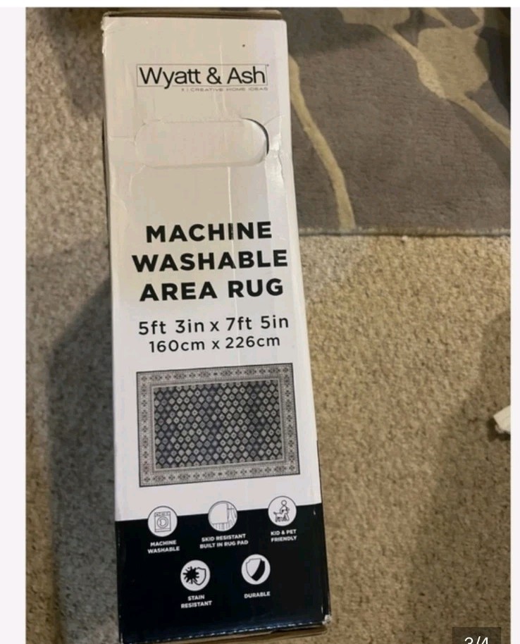 Wyatt & Ash Machine Washable Indoor Rug, Beatrice 5ft 3in x 7ft 5in – open box