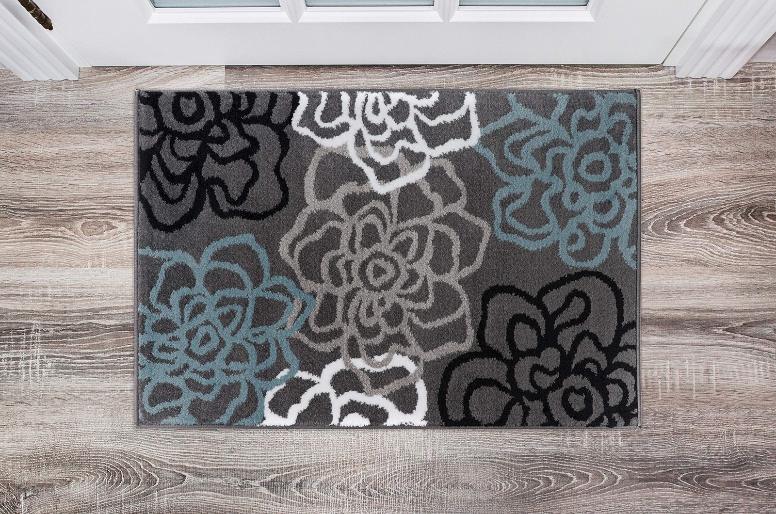 Rugshop Contemporary Modern Floral Abstract Flowers Easy Maintenance for Home…
