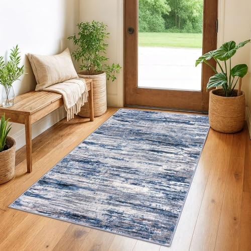 3×5 Navy Blue Gray Neutral 3′ x 5′ (Rectangular) Navy Blue/Gray/Neutral/Multi