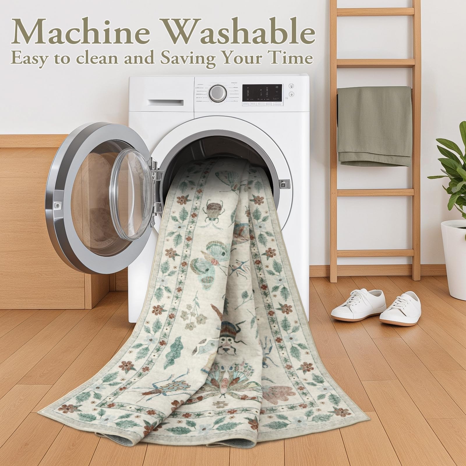 Washable 3×5 Soft Insect Rug | Non-Slip Ultra-Thin Stain Resistant Carpet for En