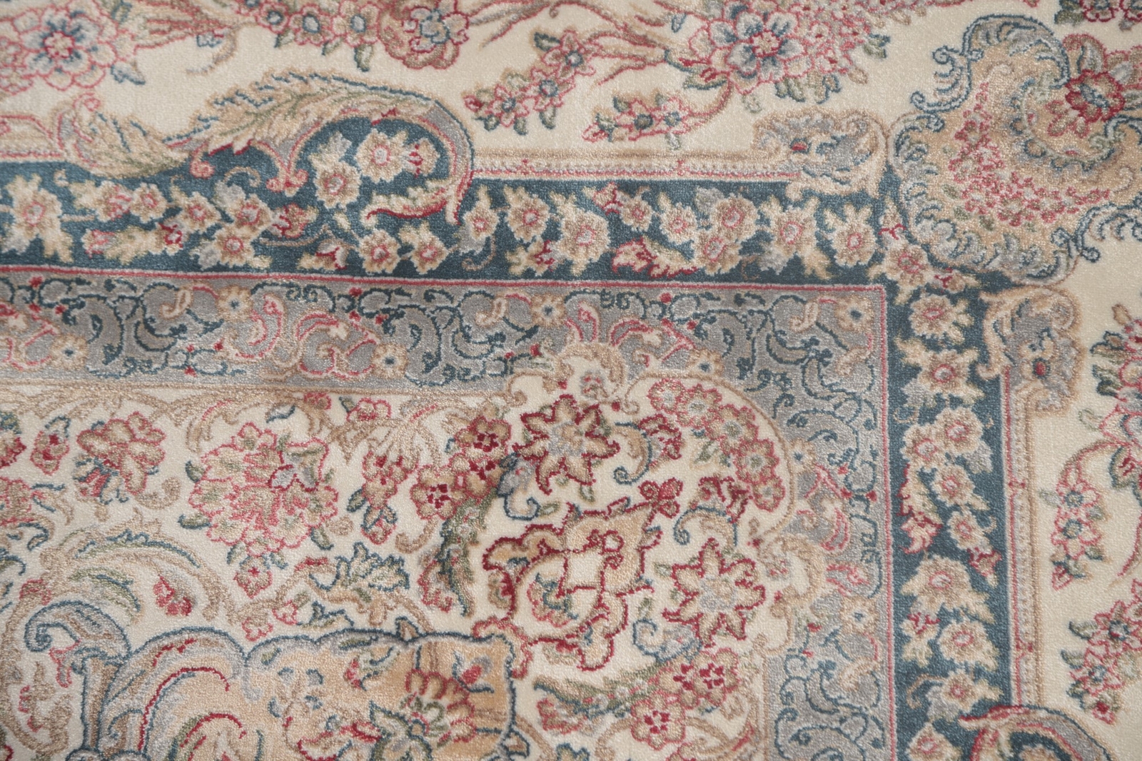 90% Silk Navy Blue/ Ivory Floral Tebriz Traditional Room Size Turkish Rug 8’x11′