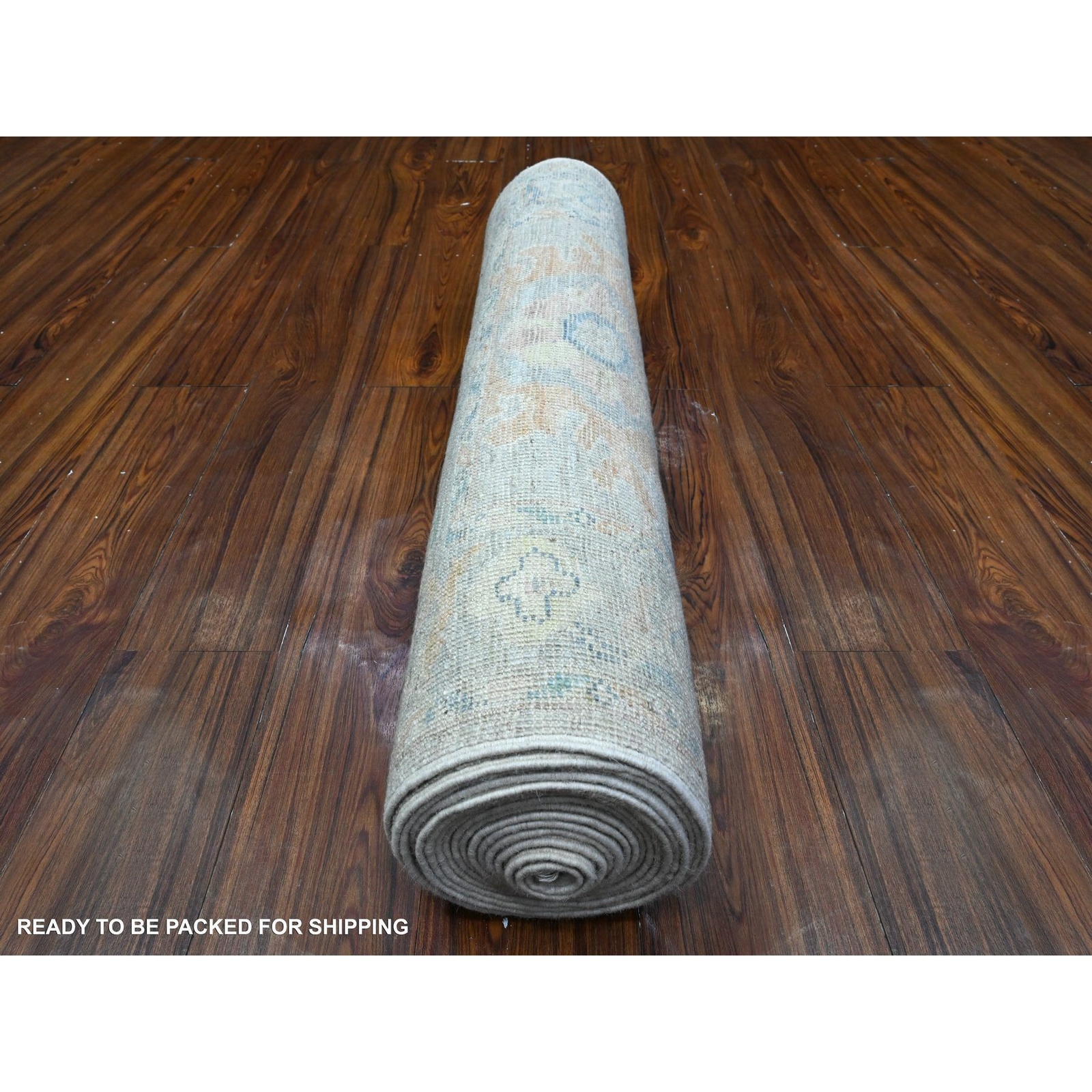 3’1″ x 19’10” Gainsboro Gray Angora Oushak Oversized Oriental Runner Rug R89358