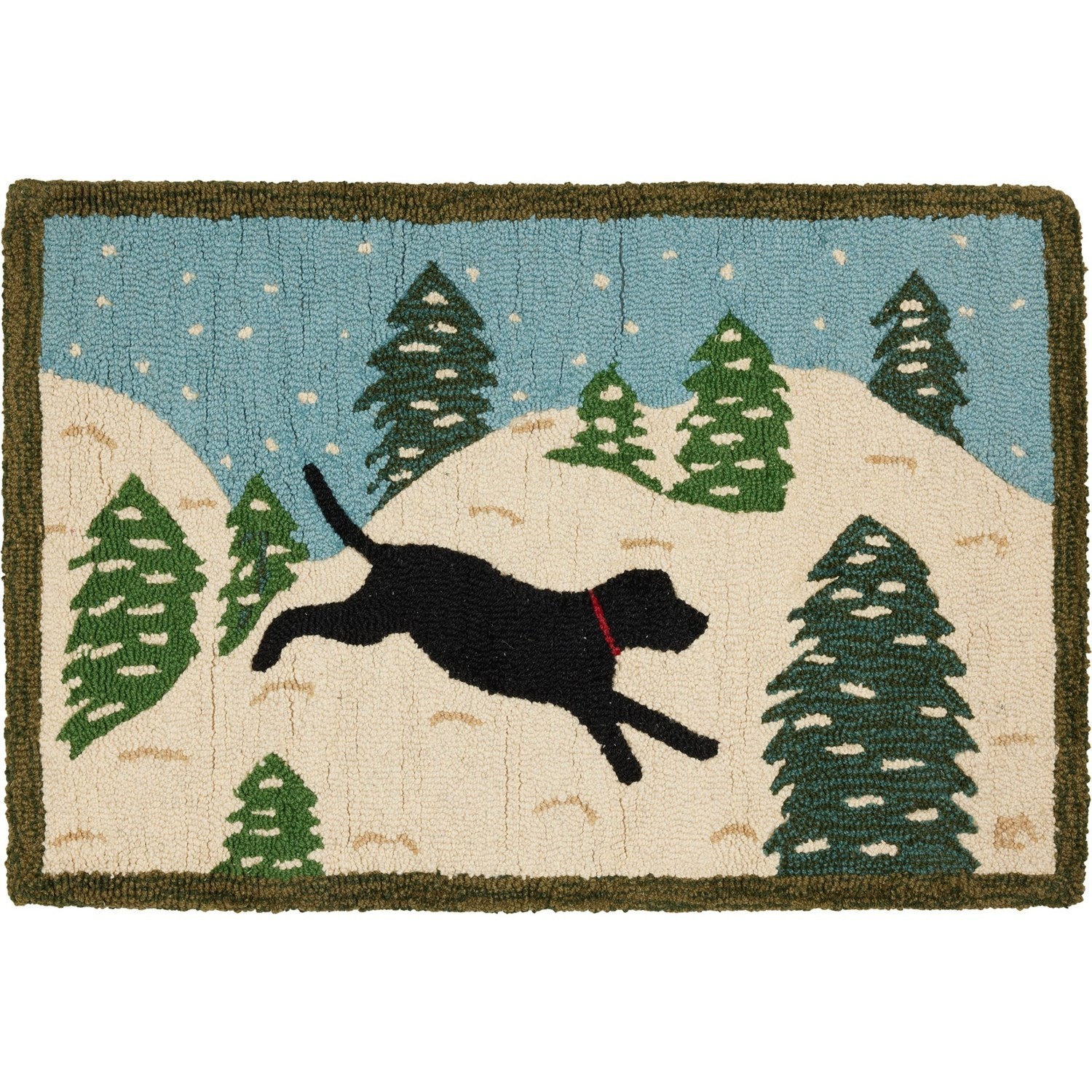 36″x24″ Snow Black Dog hooked wool accent rug Chandler 4 Corners Megroz Labrador