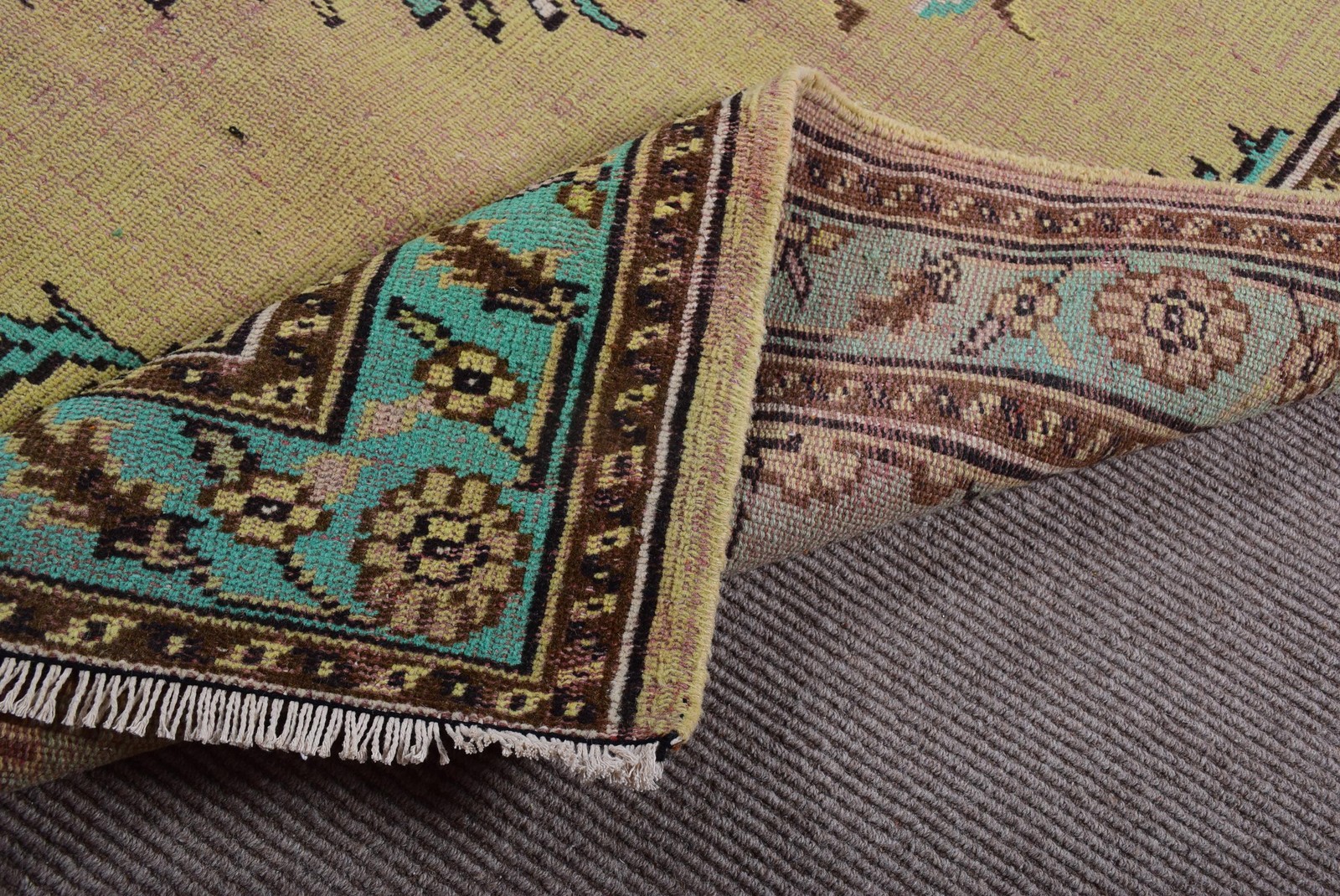 Vintage 6,2×10,1 ft Large Rug, Turkish Rug, Yellow Solid Rug