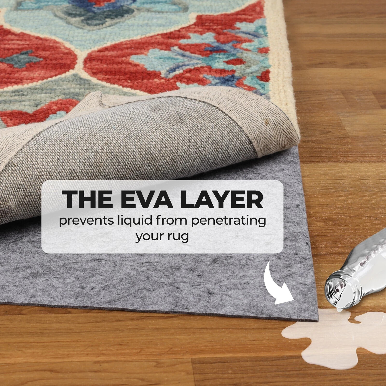 Lynn Polyester Felt and Rubber Non-Slip Floor Protector Indoor Area Rug Pad
